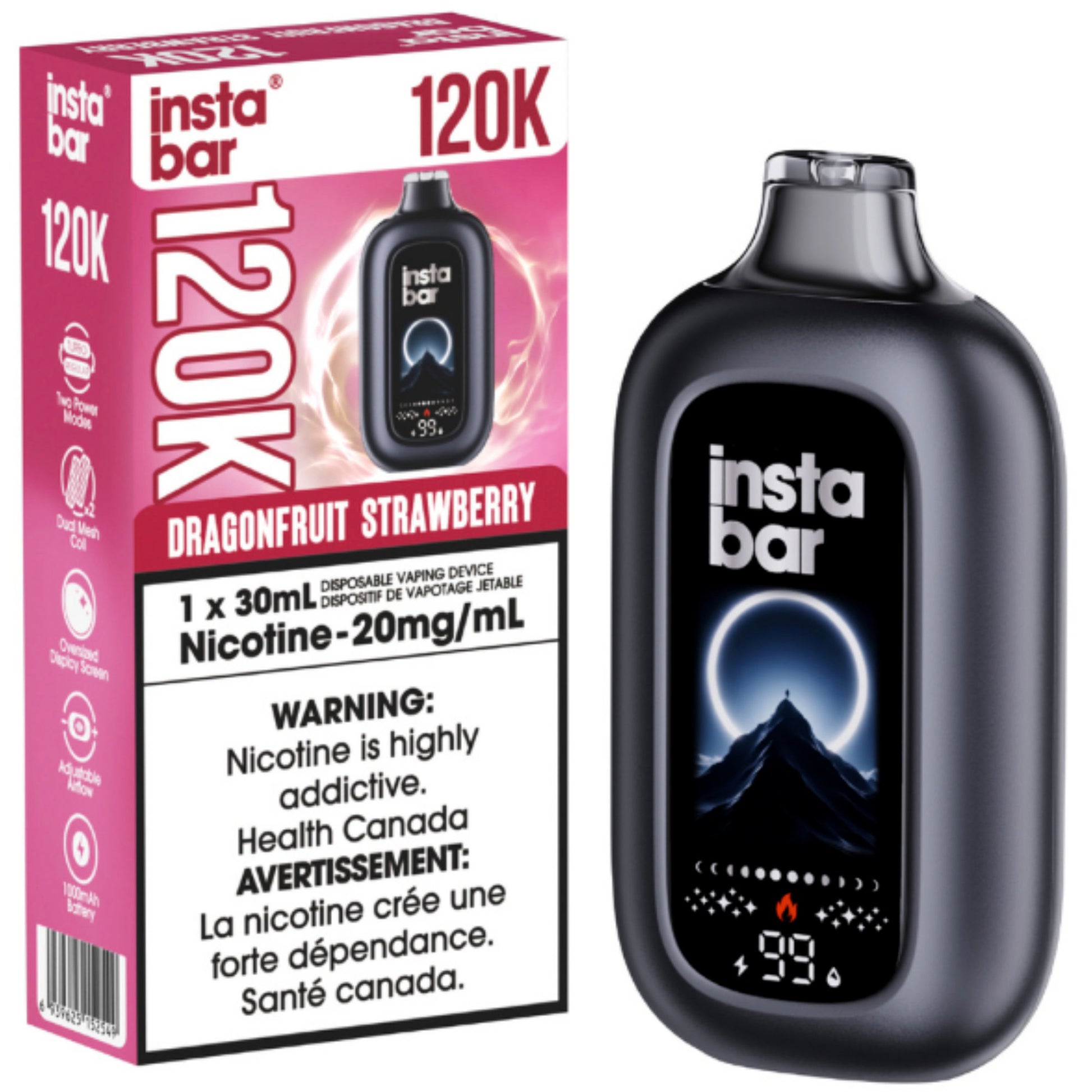Insta Bar 120K Disposable Vape Dragonfruit Strawberry