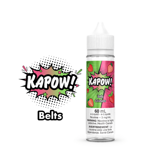 Kapow E-Liquid 60ml bottle in the flavour Belts