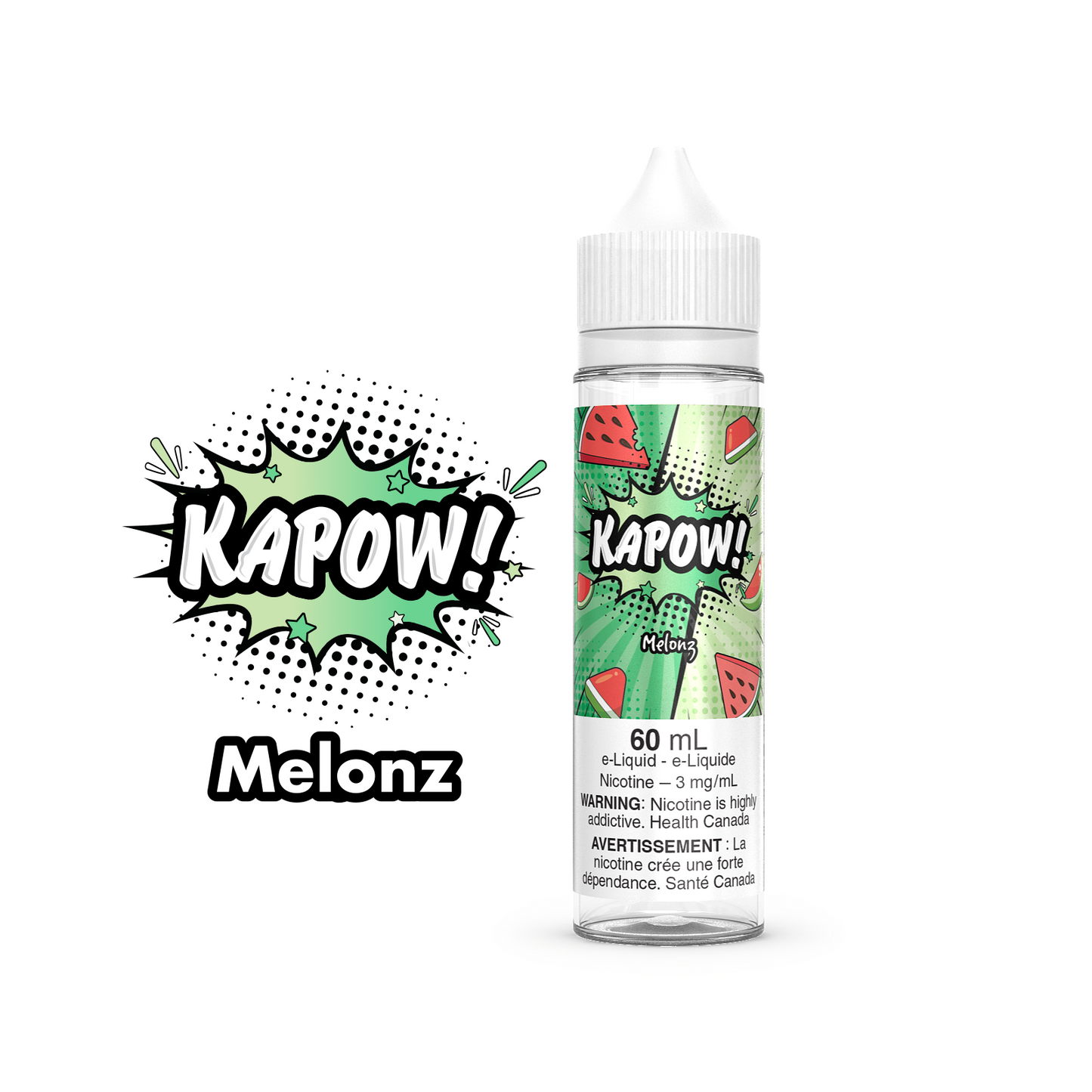 Kapow E-Liquid 60ml bottle in the flavour Melonz