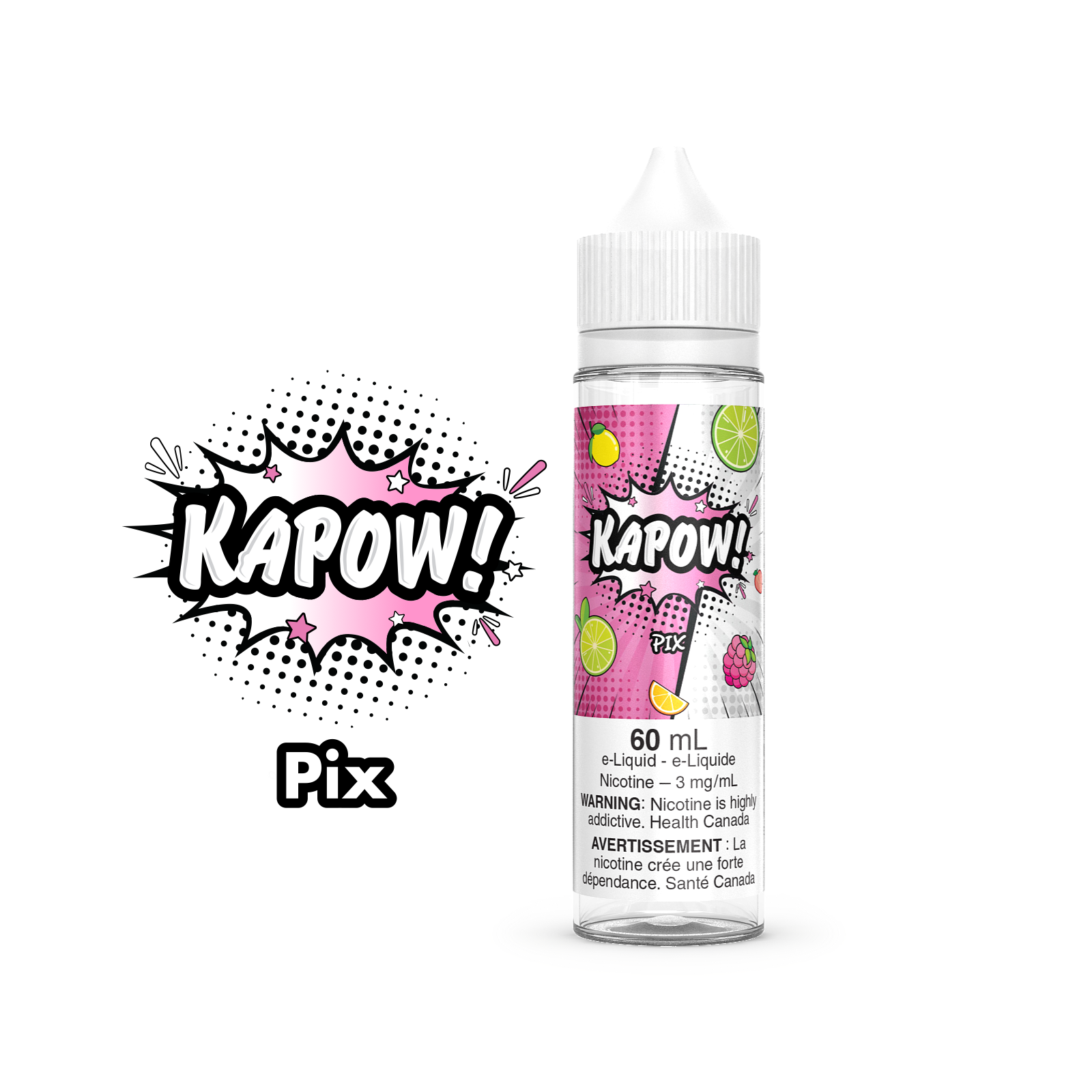 Kapow E-Liquid 60ml bottle in the flavour Pix