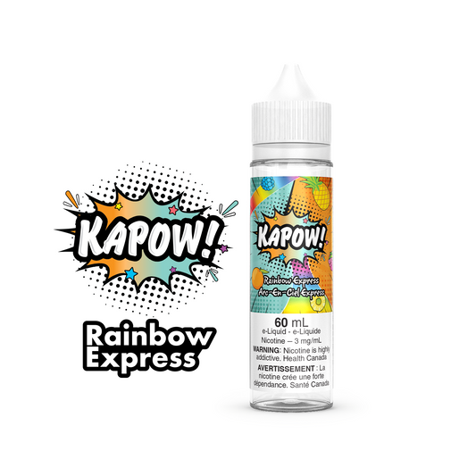 Kapow E-Liquid 60ml bottle in the flavour Rainbow Express