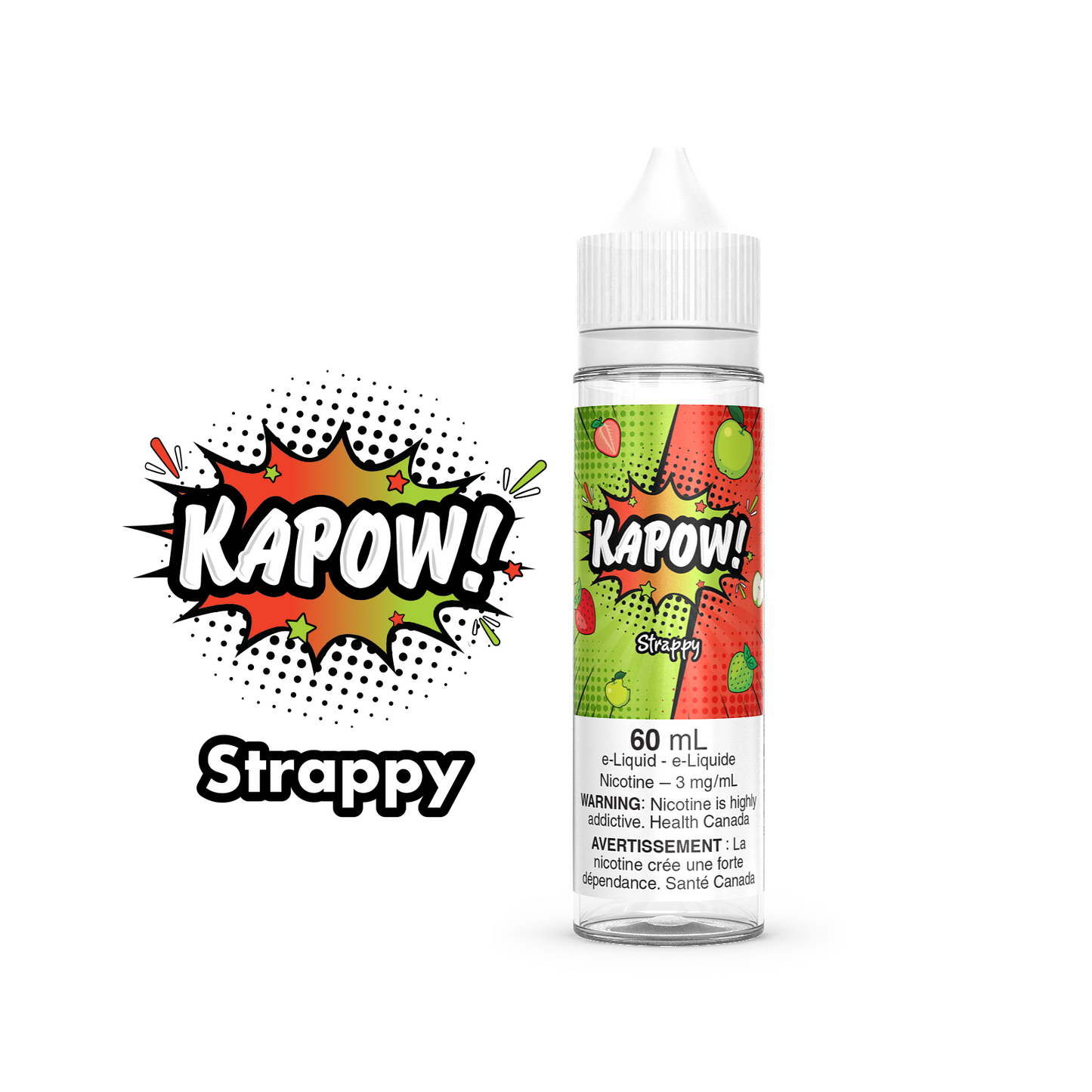 Kapow E-Liquid 60ml bottle in the flavour Strappy