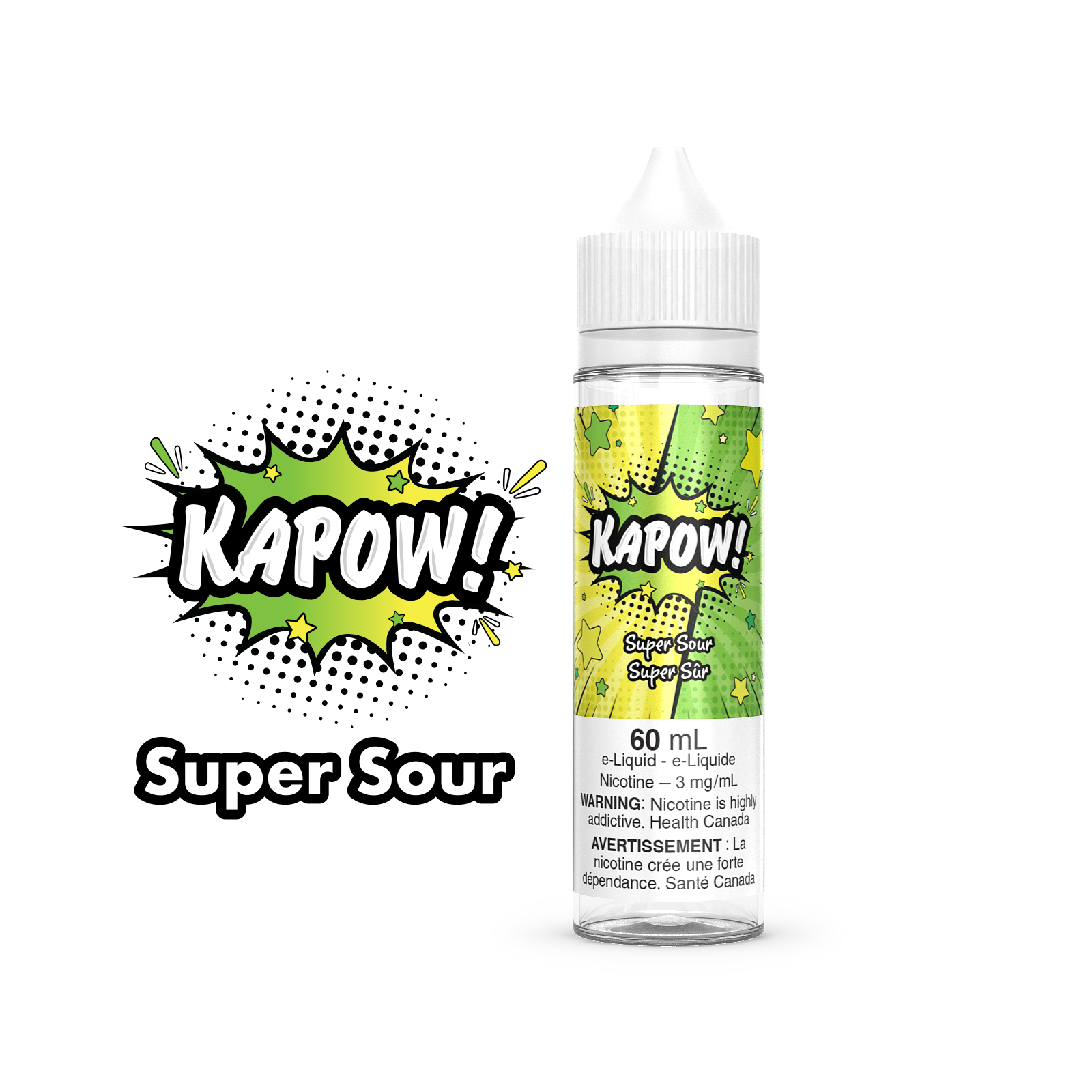 Kapow E-Liquid 60ml bottle in the flavour Super Sour