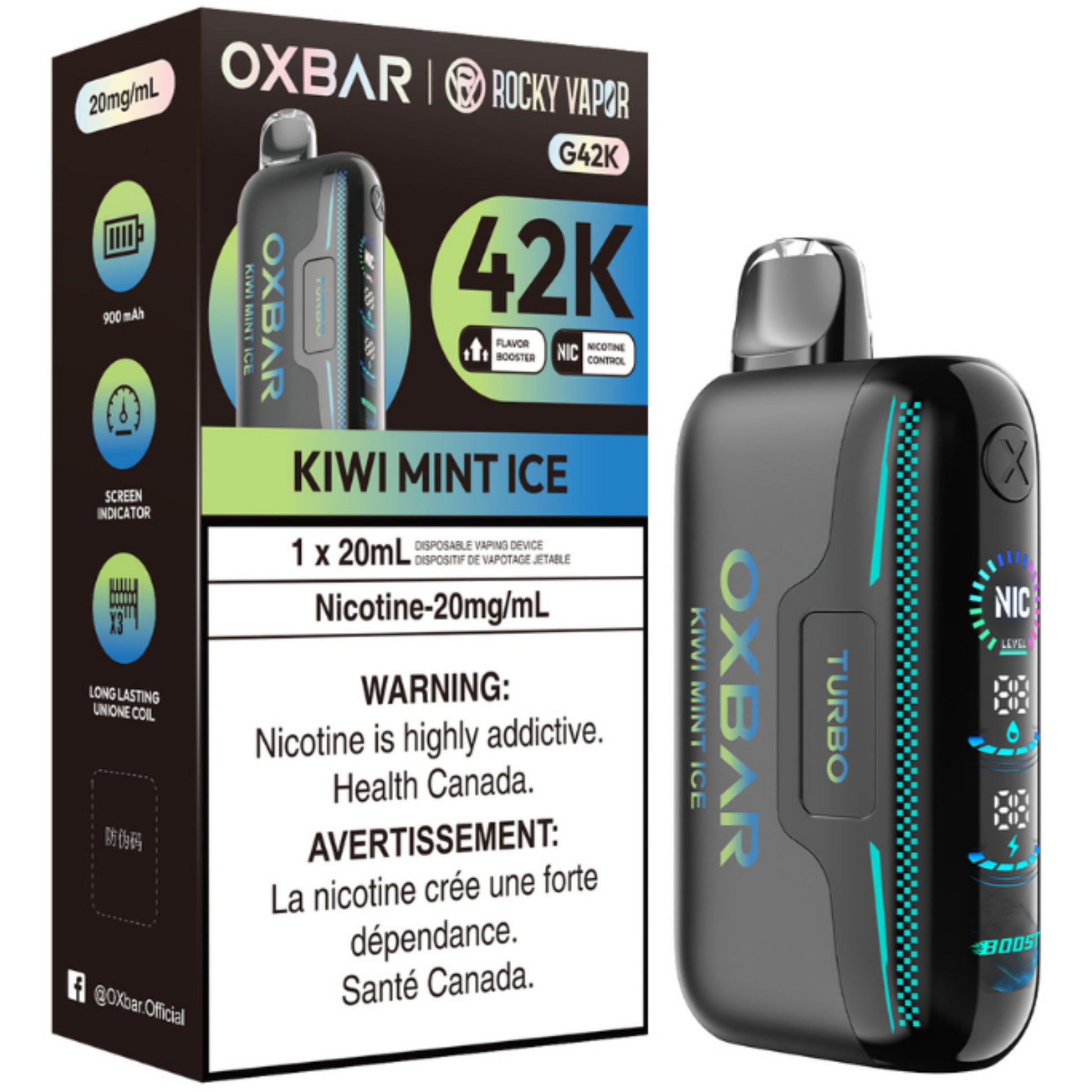 Kiwi Mint Ice ROCKY VAPOR OXBAR G42K