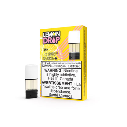 Lemon Drop prefilled ejuice Pods package 20mg nicotine flavour PINK, Pink Lemonade