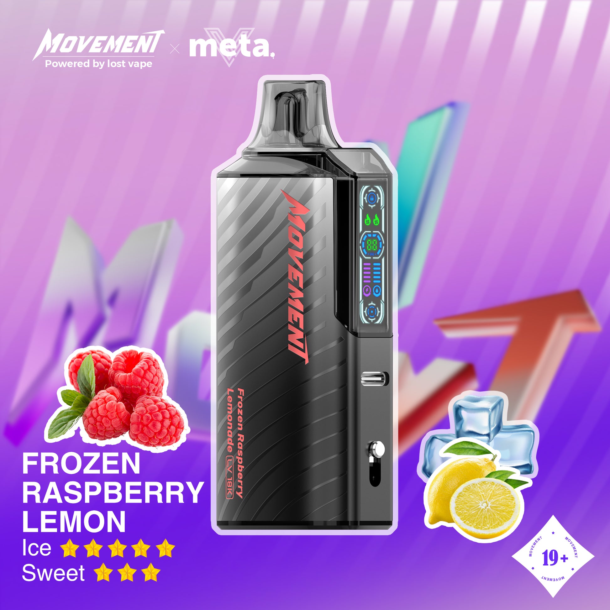 Lost Vape Movement LV 18K Disposable Vape - Frozen Raspberry Lemon Cloud Island Vapour Lost Vape Movement LV 18K Disposable Vape - Frozen Raspberry Lemon Cloud Island Vapour