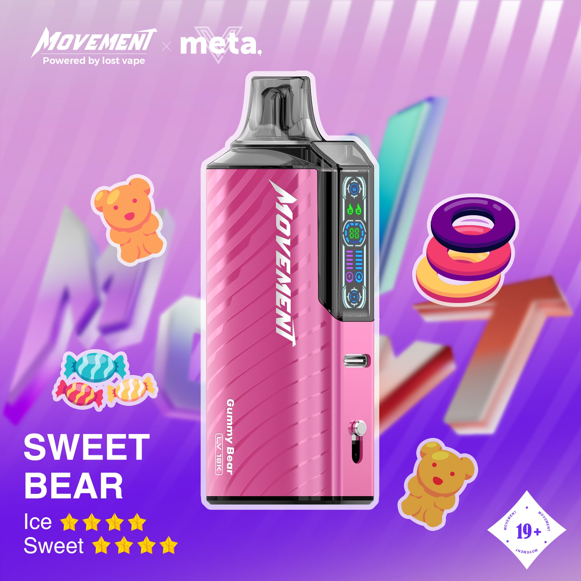 Lost Vape Movement LV 18K Disposable Vape - Sweet Bear Cloud Island Vapour Lost Vape Movement LV 18K Disposable Vape - Sweet Bear Cloud Island Vapour