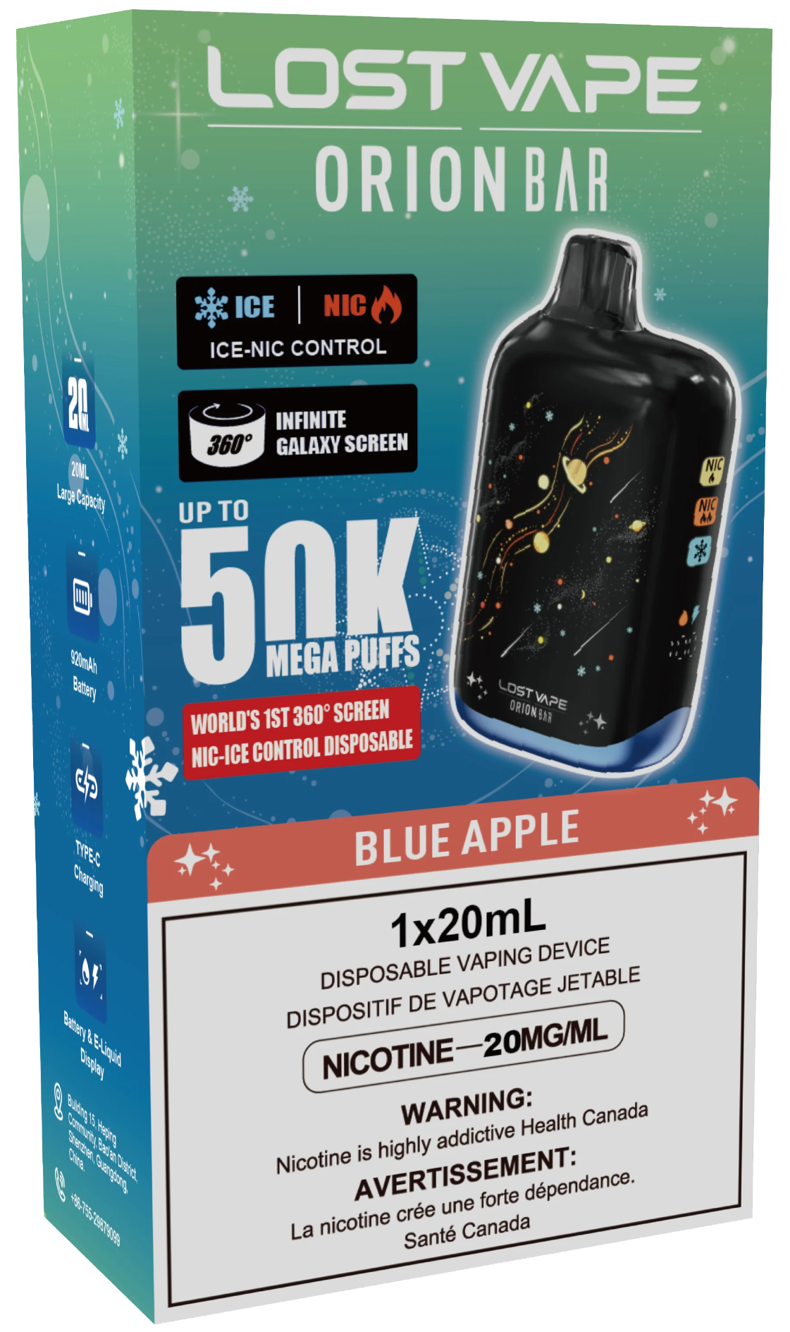 Lost Vape Orion Bar 50K Disposable Blue Apple
