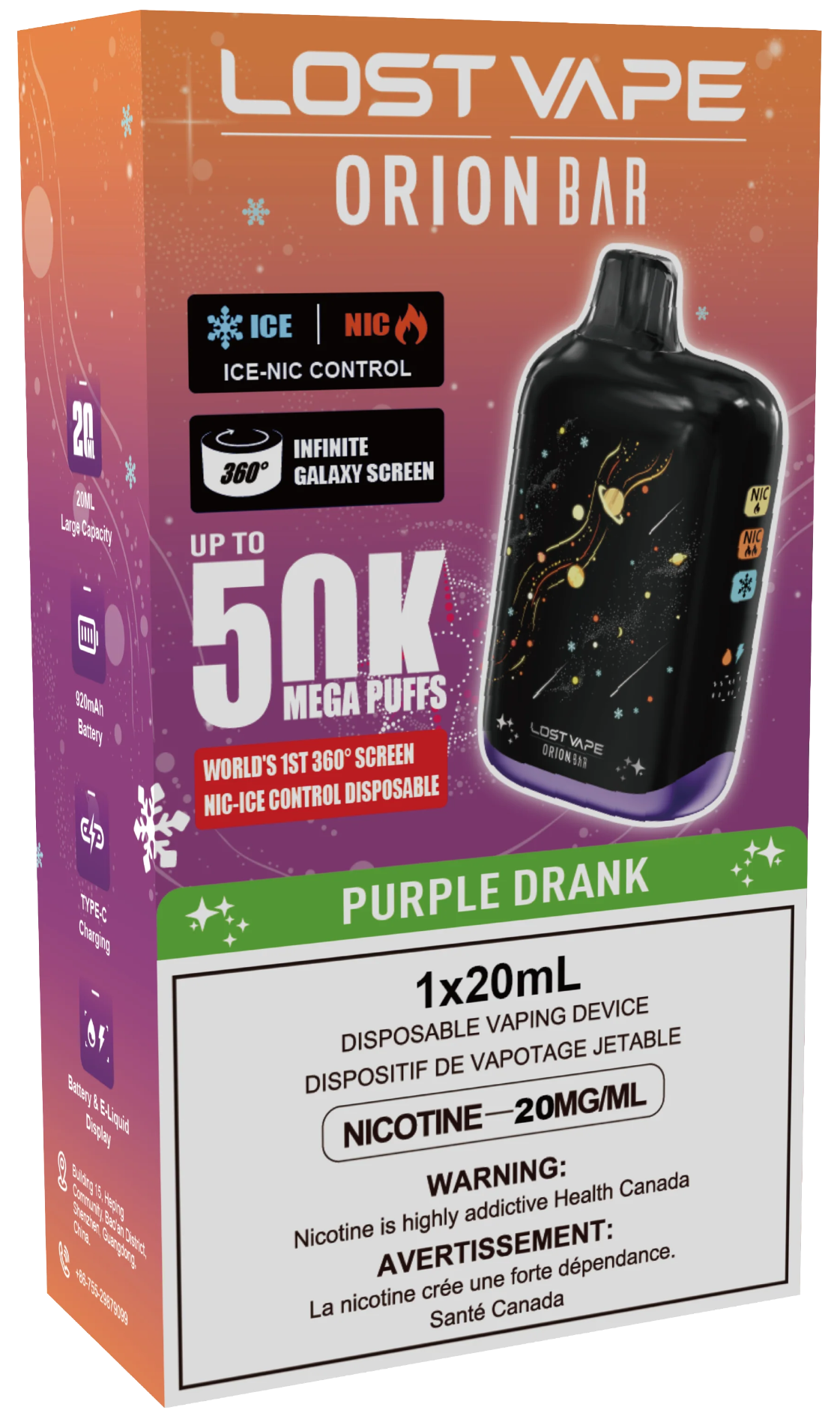 Lost Vape Orion Bar 50K Disposable Purple Drank