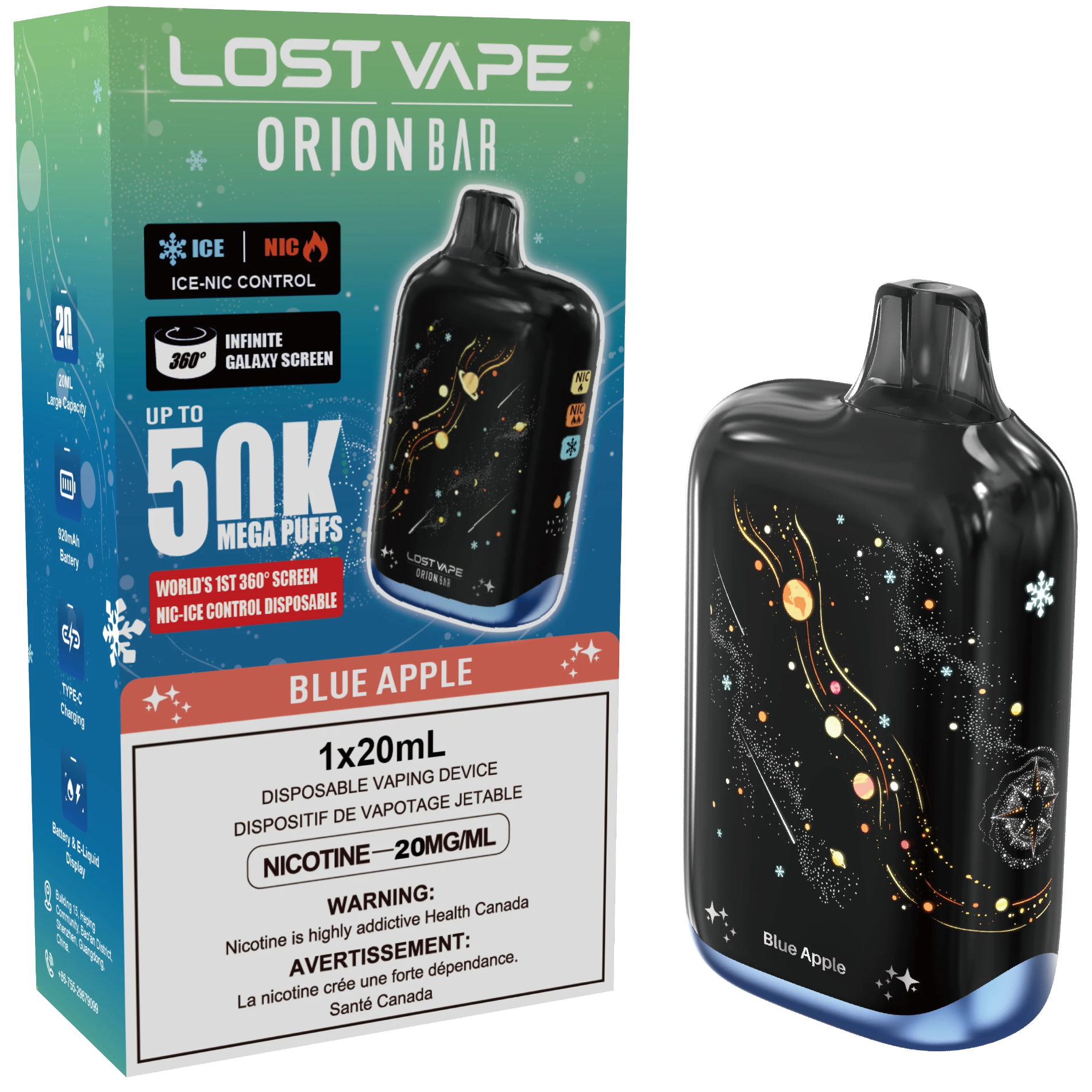 Lost Vape Orion Bar 50K Disposable Vape Blue Apple