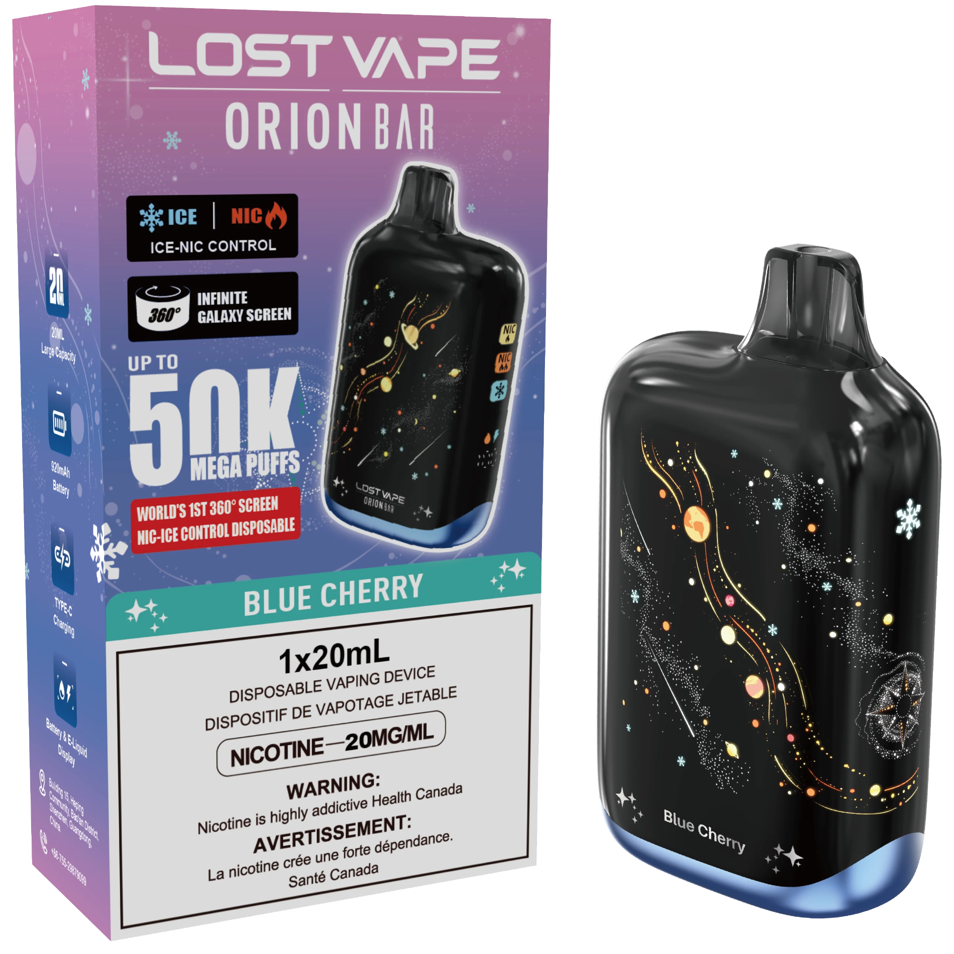 Lost Vape Orion Bar 50K Disposable Vape - Blue Cherry  Cloud Island Vapour