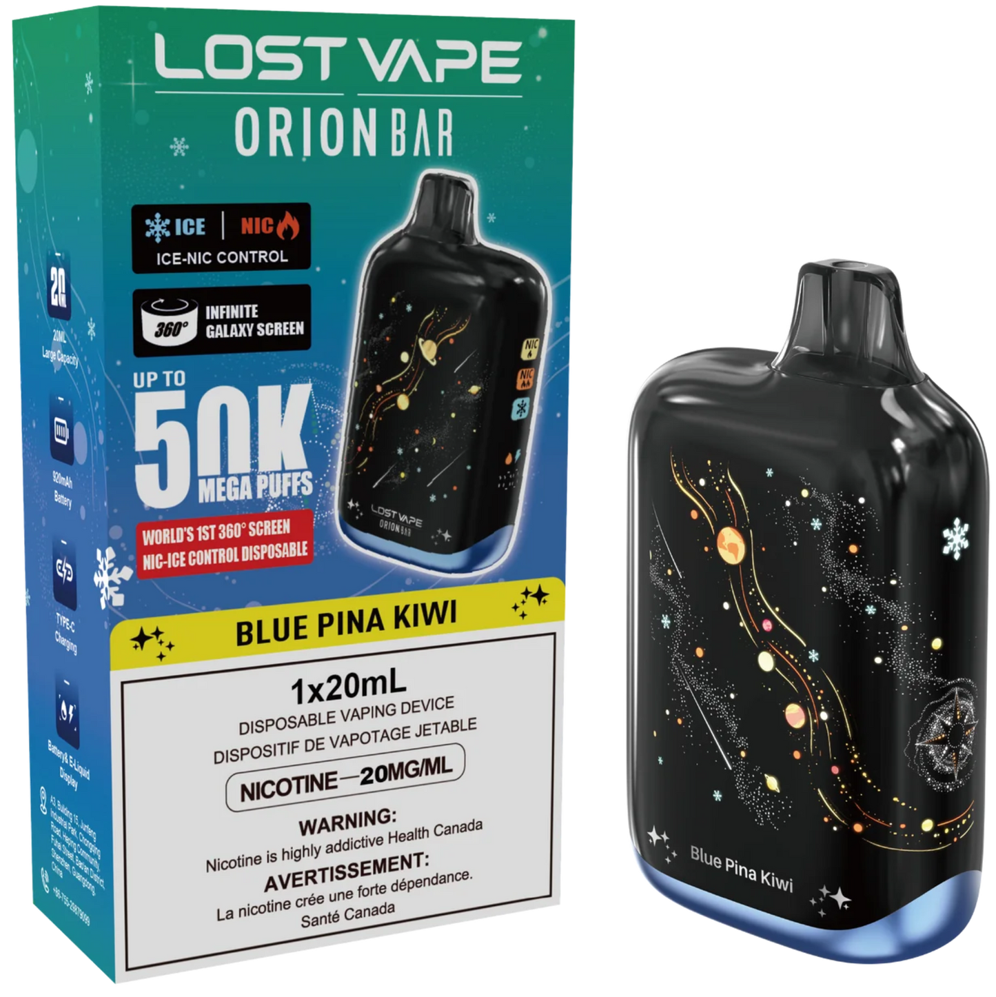 Lost Vape Orion Bar 50K Disposable Vape Blue Pina Kiwi