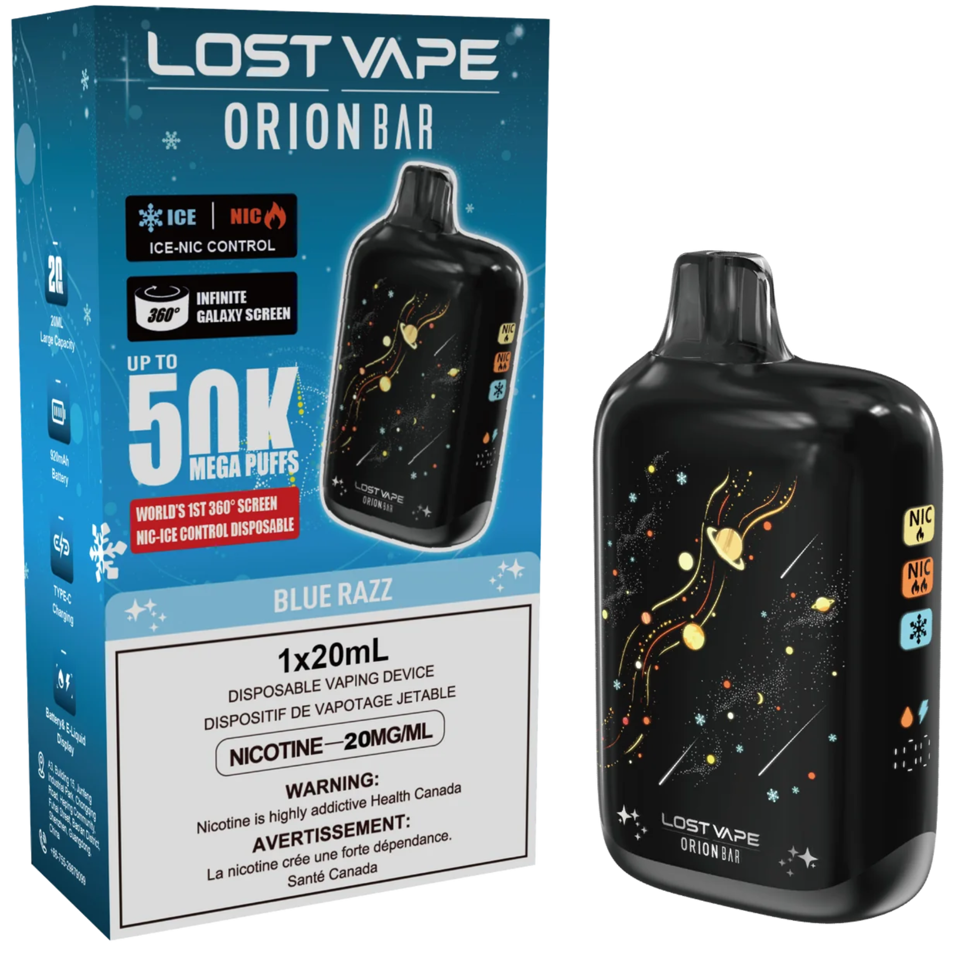 Lost Vape Orion Bar 50K Disposable Vape Blue Razz