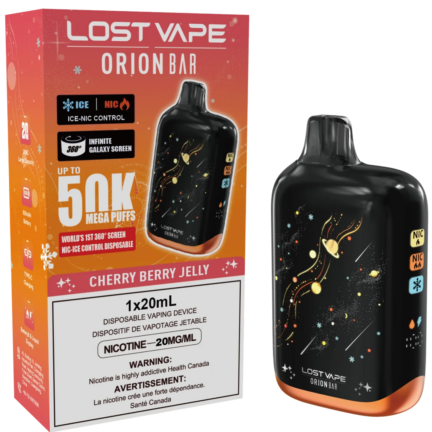 Lost Vape Orion Bar 50K Disposable Vape Cherry Berry Jelly