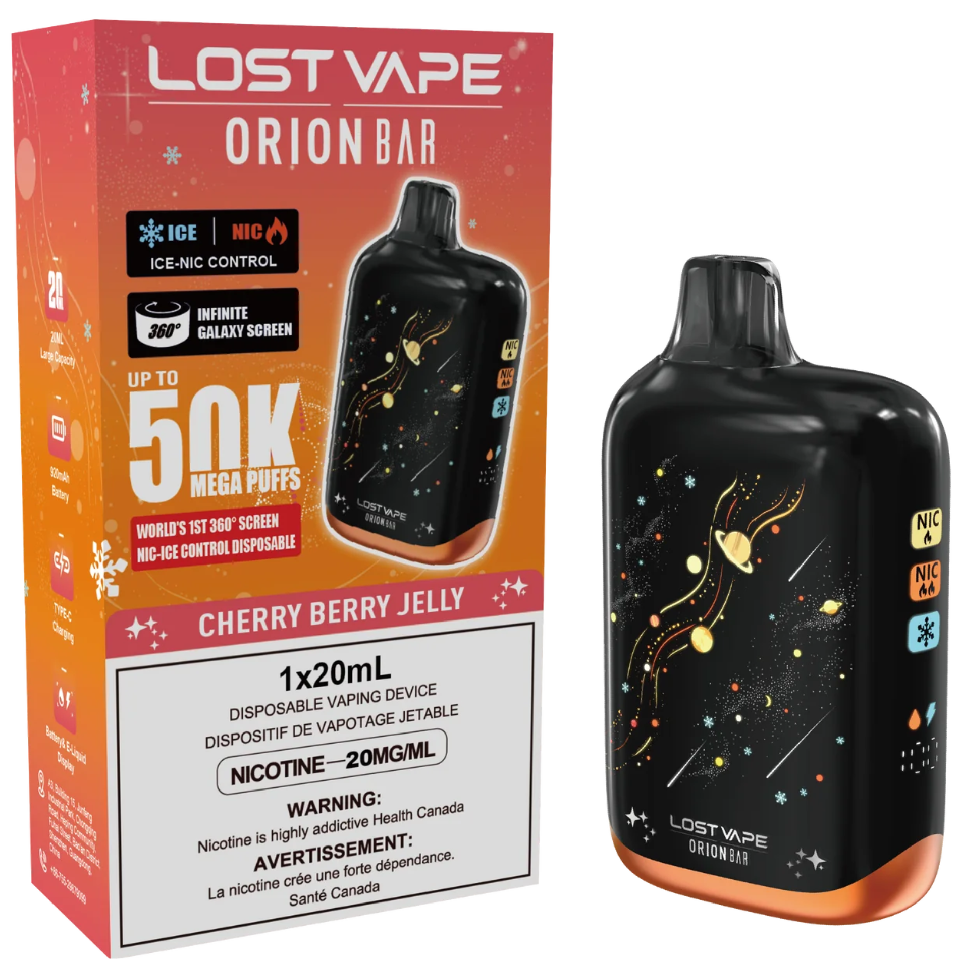 Lost Vape Orion Bar 50K Disposable Vape Cherry Berry Jelly