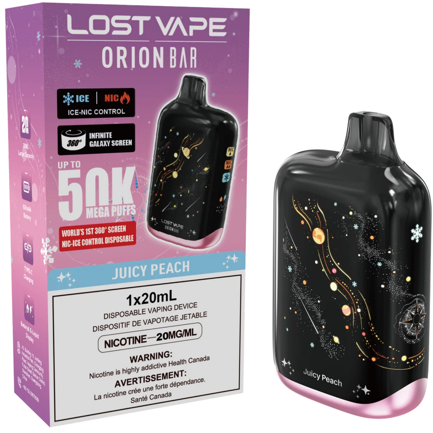 Lost Vape Orion Bar 50K Disposable Vape Juicy Peach