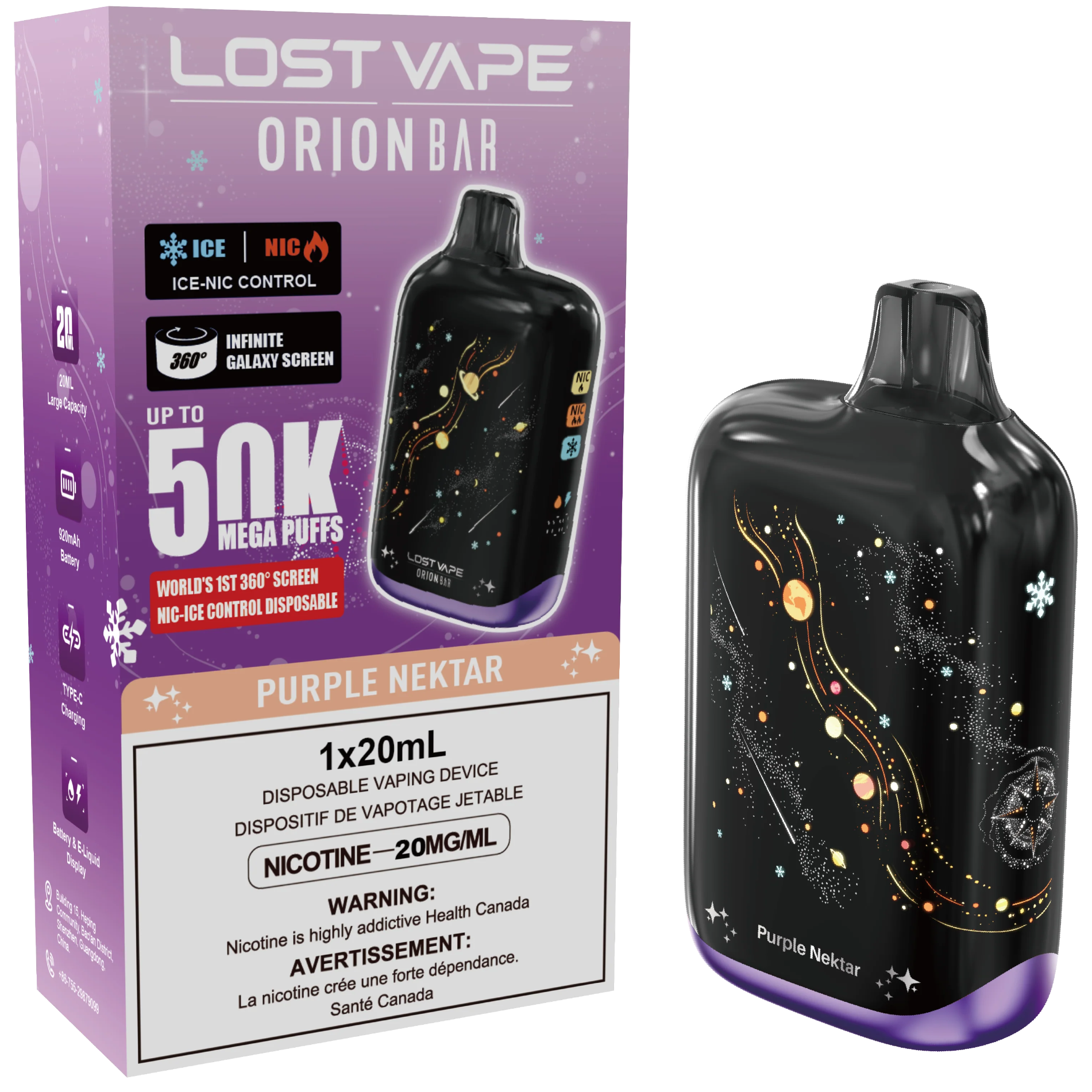 Lost Vape Orion Bar 50K Disposable Vape Purple Nektar