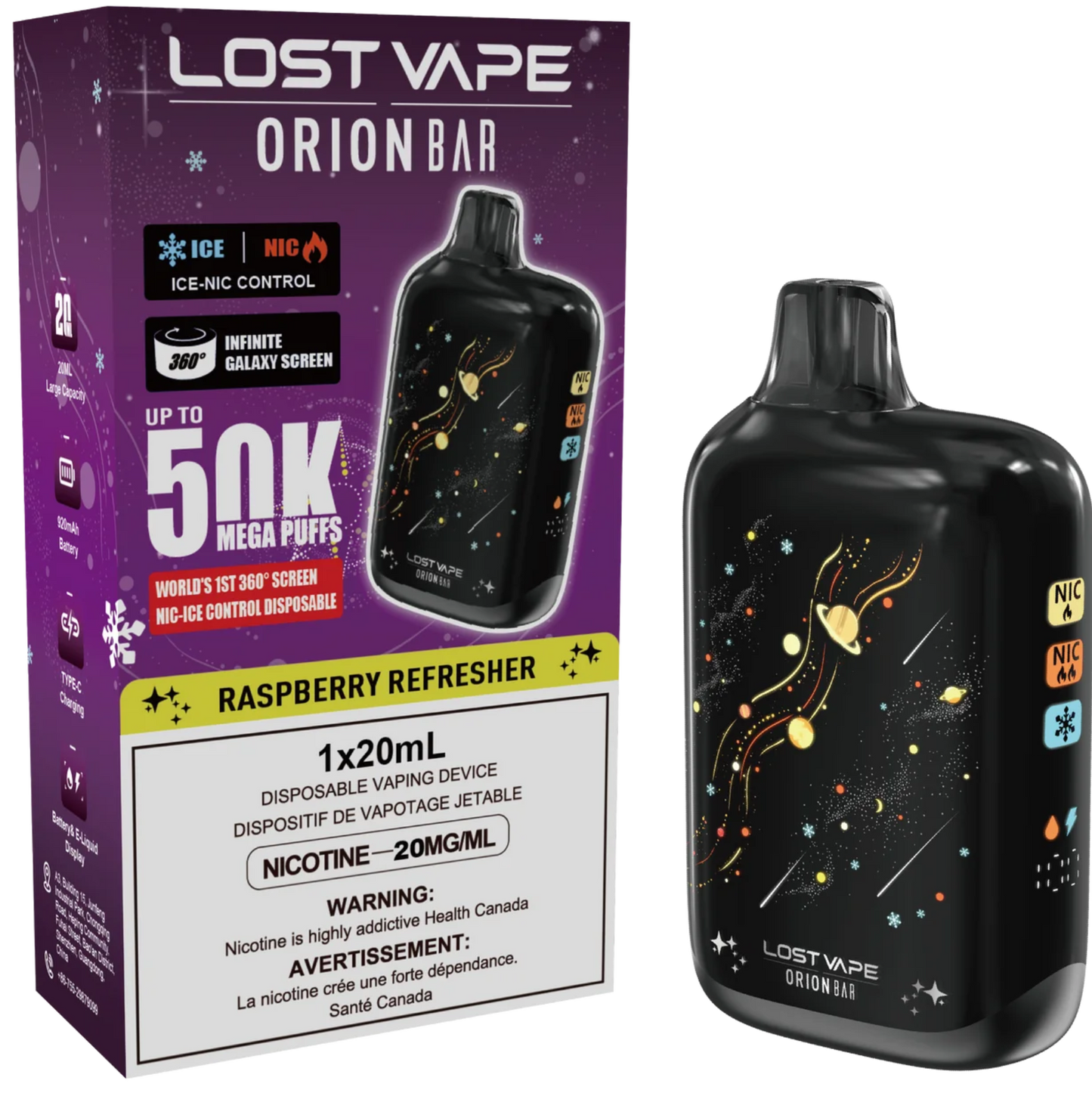 Lost Vape Orion Bar 50K Disposable Vape Raspberry Refresher