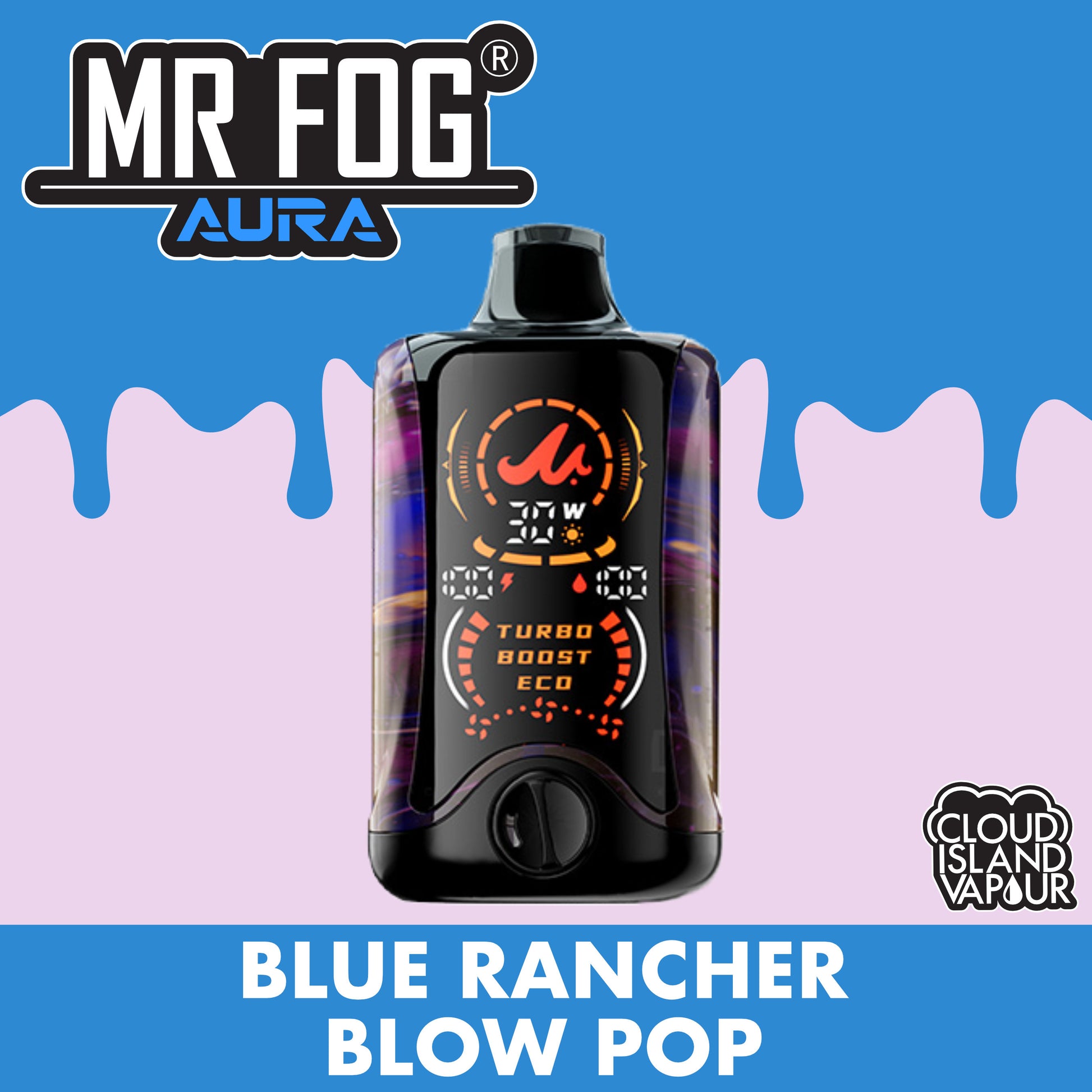 Mr Fog Blue Rancher Ice Flavor MR FOG AURA 60K Disposable Vape Mr Fog Blue Rancher Ice Flavor MR FOG AURA 60K Disposable Vape
