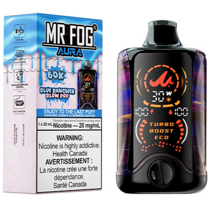 MR FOG AURA 60K Disposable Vape - Blue Rancher Blow Pop Cloud Island Vapour MR FOG AURA 60K Disposable Vape - Blue Rancher Blow Pop Cloud Island Vapour