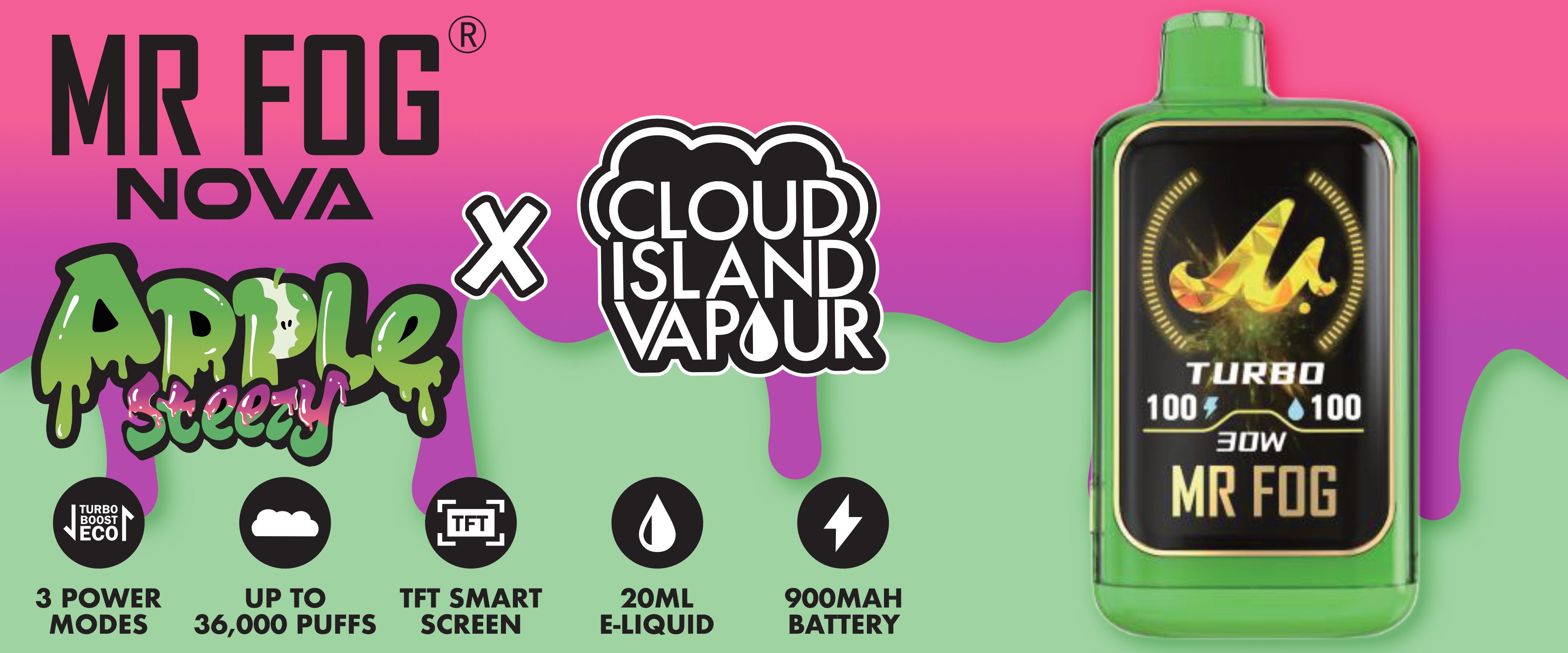 MR FOG NOVA Apple Steezy Disposable Vape Banner