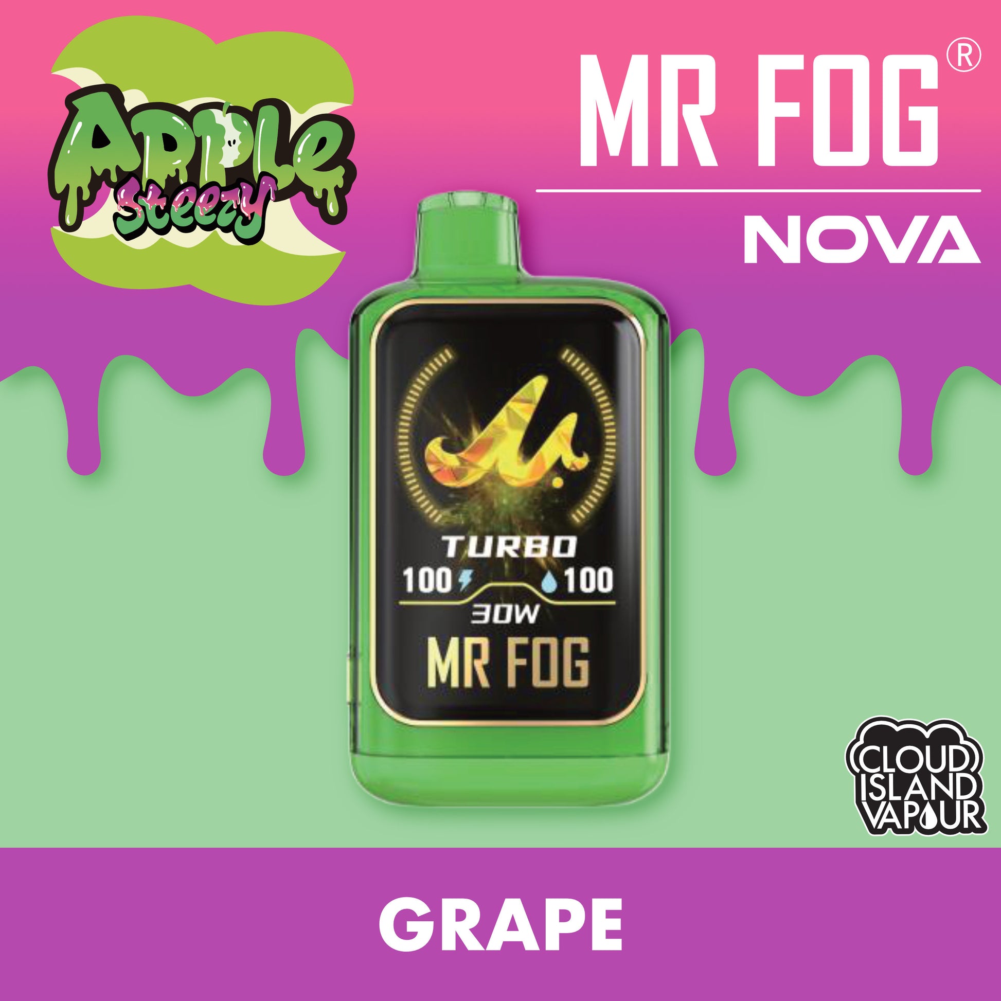 MR FOG NOVA 36K Disposable Vape - Apple Steezy Grape Cloud Island Vapour MR FOG NOVA 36K Disposable Vape - Apple Steezy Grape Cloud Island Vapour