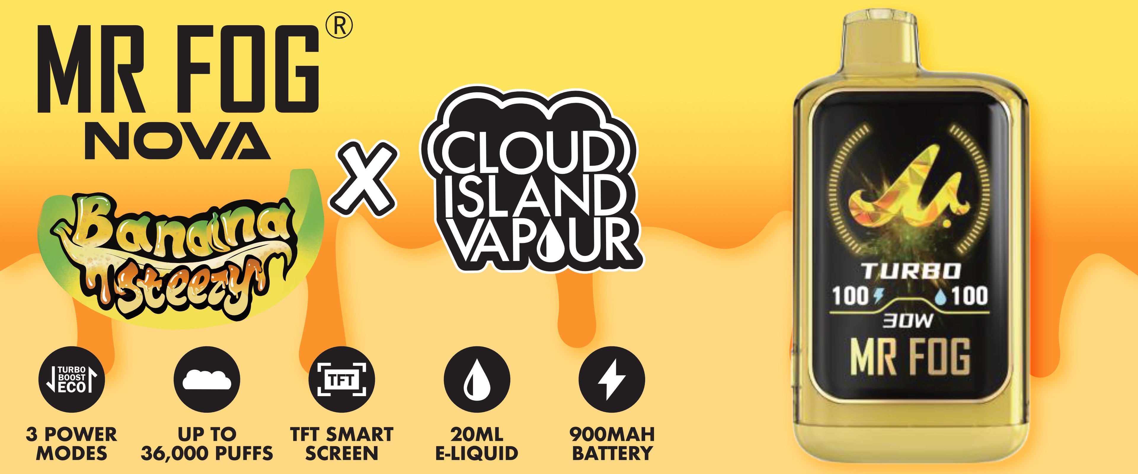 MR FOG NOVA Banana Steezy Disposable Vape Banner
