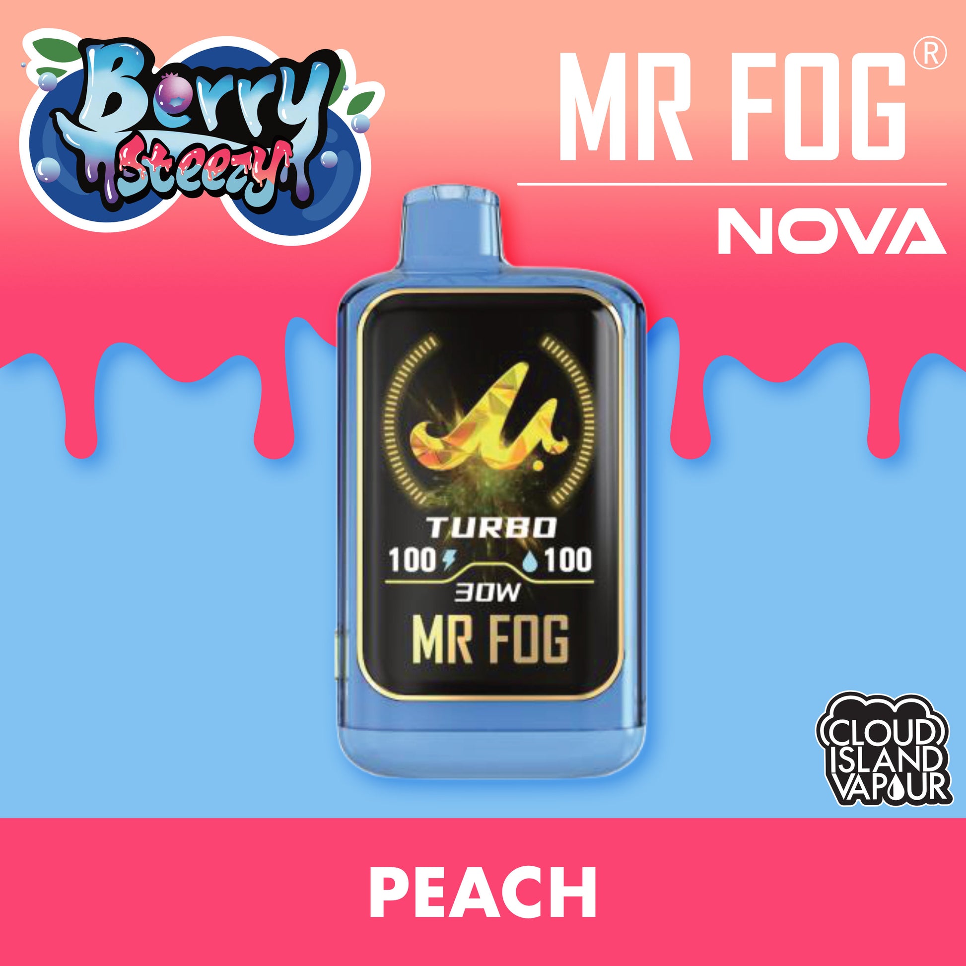 MR FOG NOVA 36K Disposable Vape - Berry Steezy Peach Cloud Island Vapour MR FOG NOVA 36K Disposable Vape - Berry Steezy Peach Cloud Island Vapour