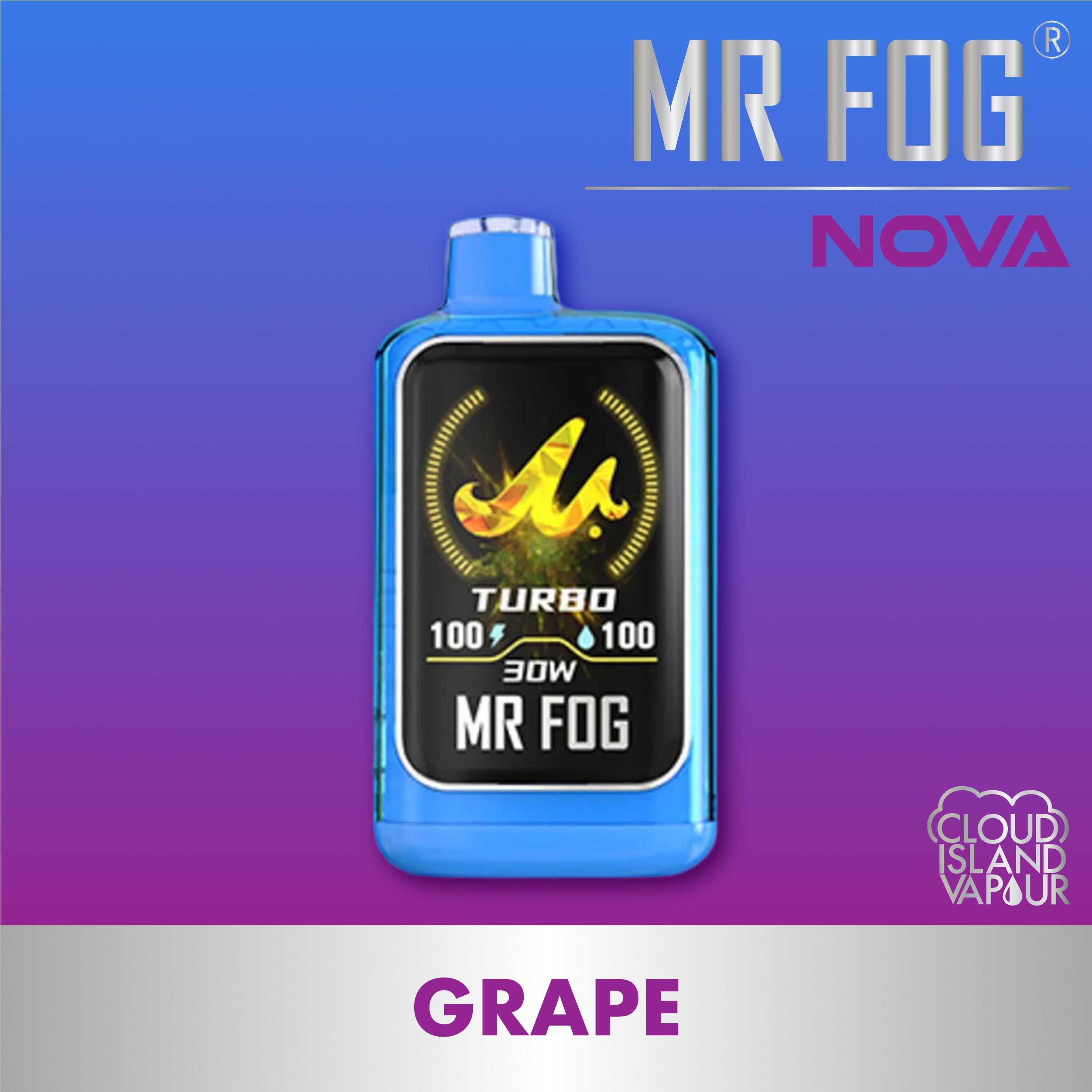 MR FOG NOVA 36K Disposable Vape - Blue Razz Steezy Grape – Cloud Island ...