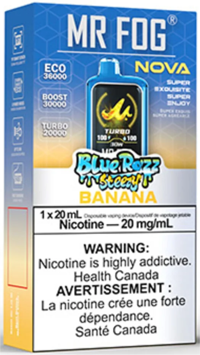 MR FOG NOVA 36K Disposable Vape - Blue Razz Steezy Banana Cloud Island Vapour MR FOG NOVA 36K Disposable Vape - Blue Razz Steezy Banana Cloud Island Vapour