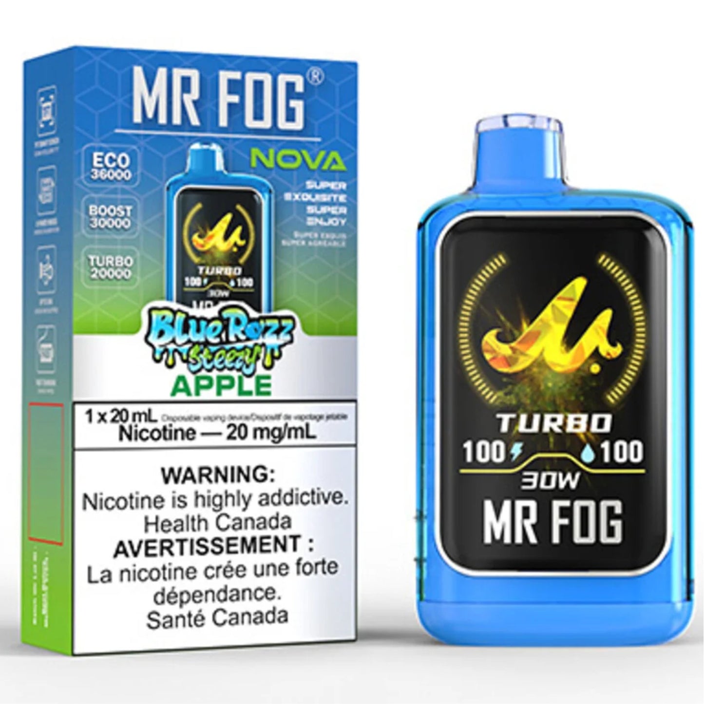 MR FOG NOVA Disposable Vape Blue Razz Steezy Apple