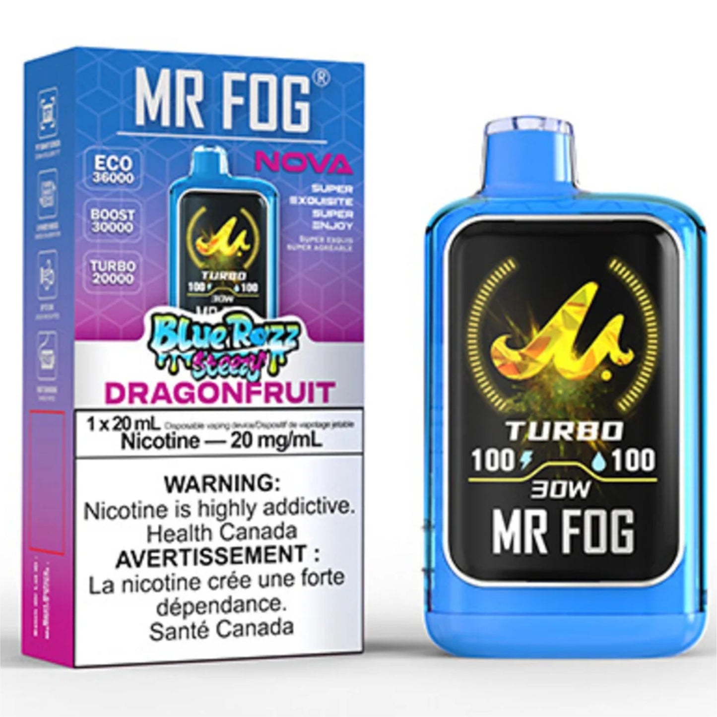 MR FOG NOVA Disposable Vape Blue Razz Steezy Dragonfruit