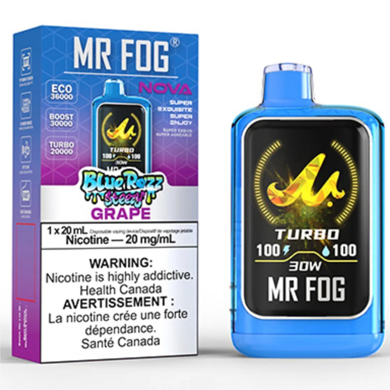 MR FOG NOVA 36K Disposable Vape - Blue Razz Steezy Grape Cloud Island Vapour MR FOG NOVA 36K Disposable Vape - Blue Razz Steezy Grape Cloud Island Vapour