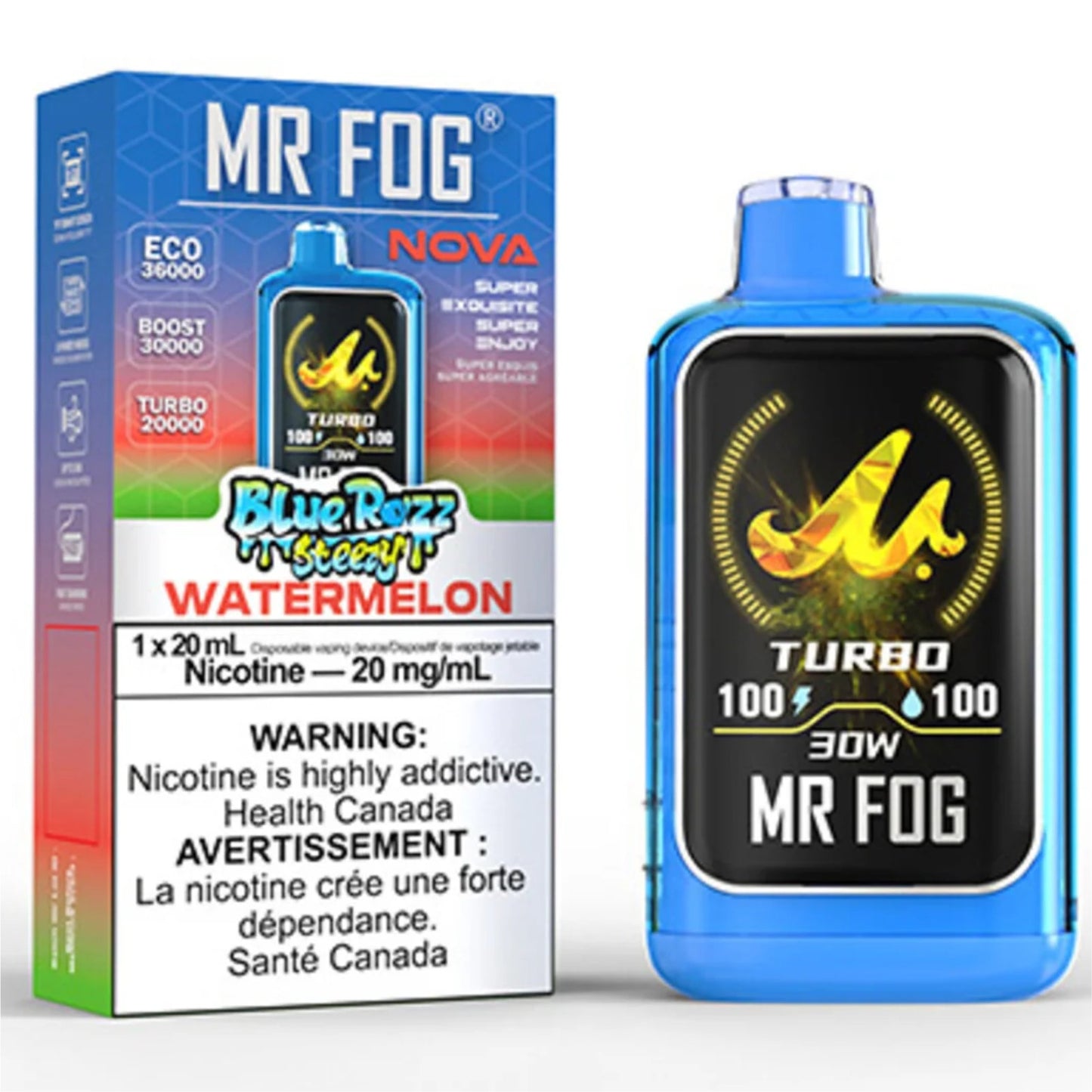 MR FOG NOVA Disposable Vape Blue Razz Steezy Watermelon