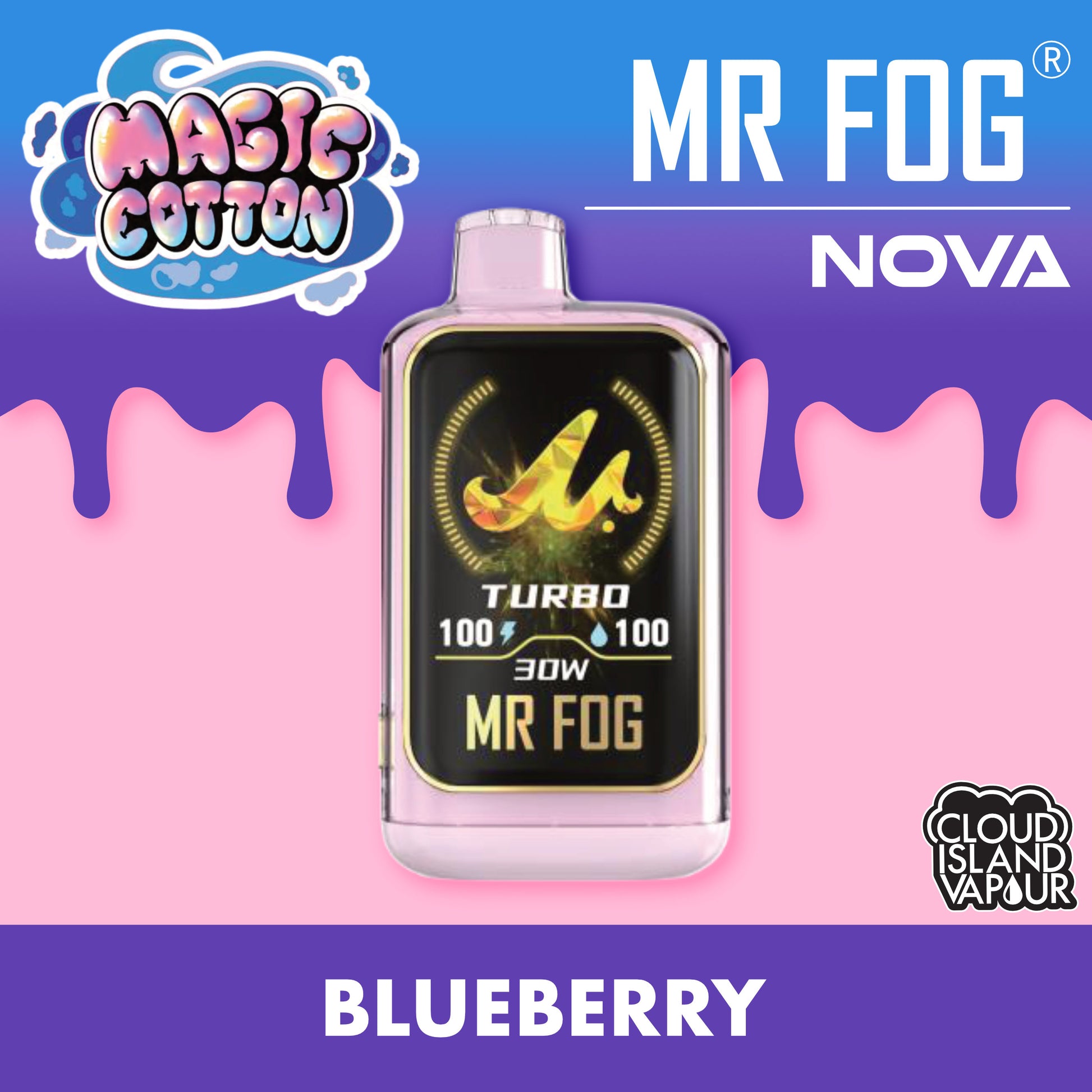 MR FOG NOVA 36K Disposable Vape - Magic Cotton Blueberry Cloud Island Vapour MR FOG NOVA 36K Disposable Vape - Magic Cotton Blueberry Cloud Island Vapour