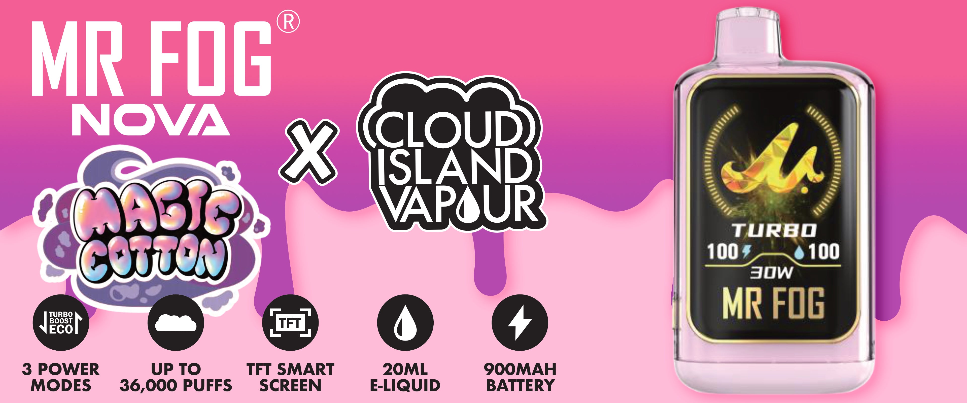 MR FOG NOVA Magic Cotton Disposable Vape Banner