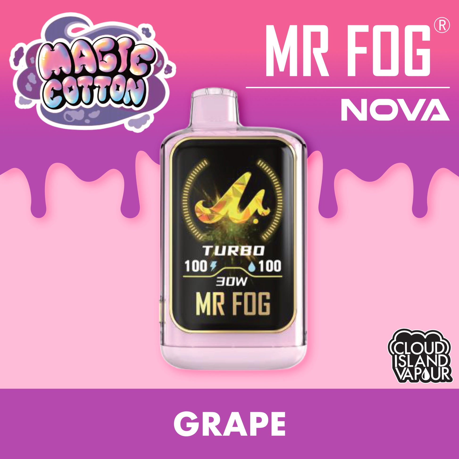 MR FOG NOVA 36K Disposable Vape - Magic Cotton Grape Cloud Island Vapour MR FOG NOVA 36K Disposable Vape - Magic Cotton Grape Cloud Island Vapour