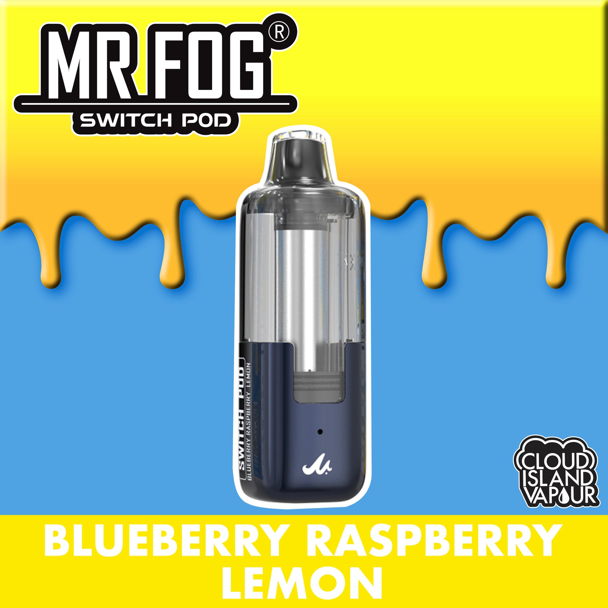 MR FOG SWITCH POD Pod Pack - Blueberry Raspberry Lemon Cloud Island Vapour MR FOG SWITCH POD Pod Pack - Blueberry Raspberry Lemon Cloud Island Vapour