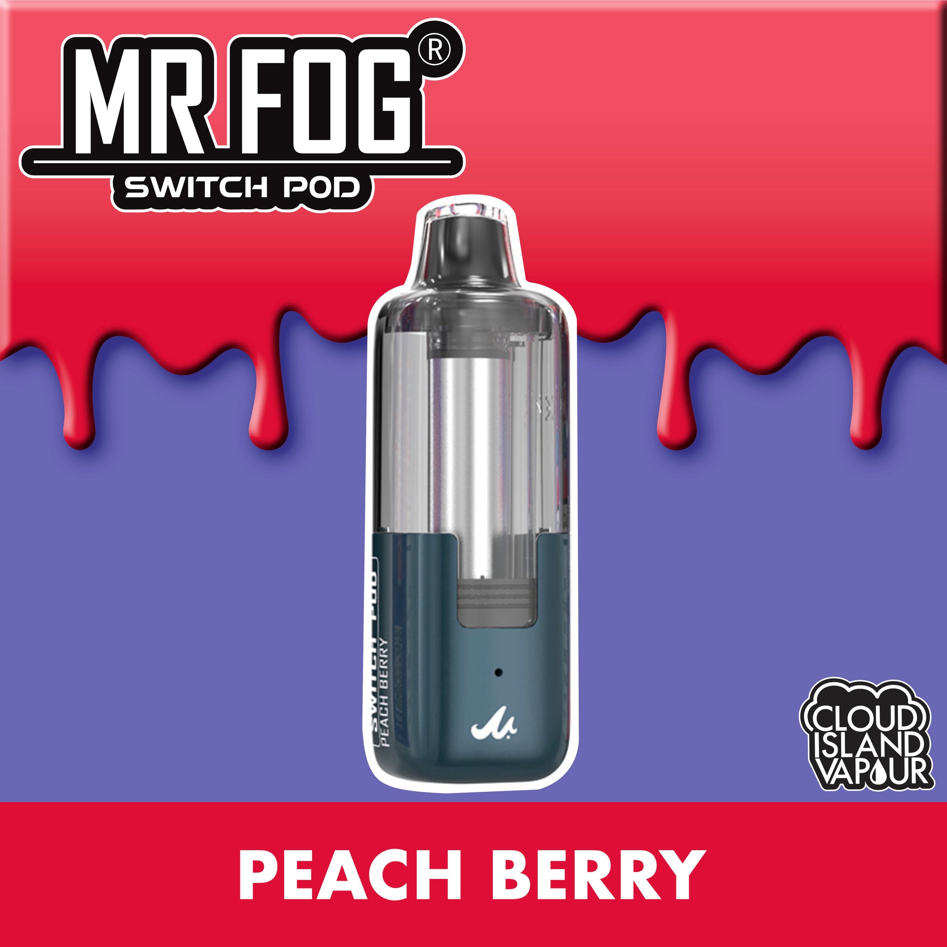 MR FOG SWITCH POD Pod Pack - Peach Berry Cloud Island Vapour MR FOG SWITCH POD Pod Pack - Peach Berry Cloud Island Vapour