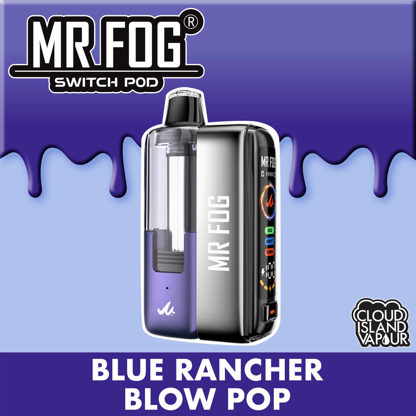 MR FOG SWITCH POD Starter Kit Blue Rancher Blow Pop