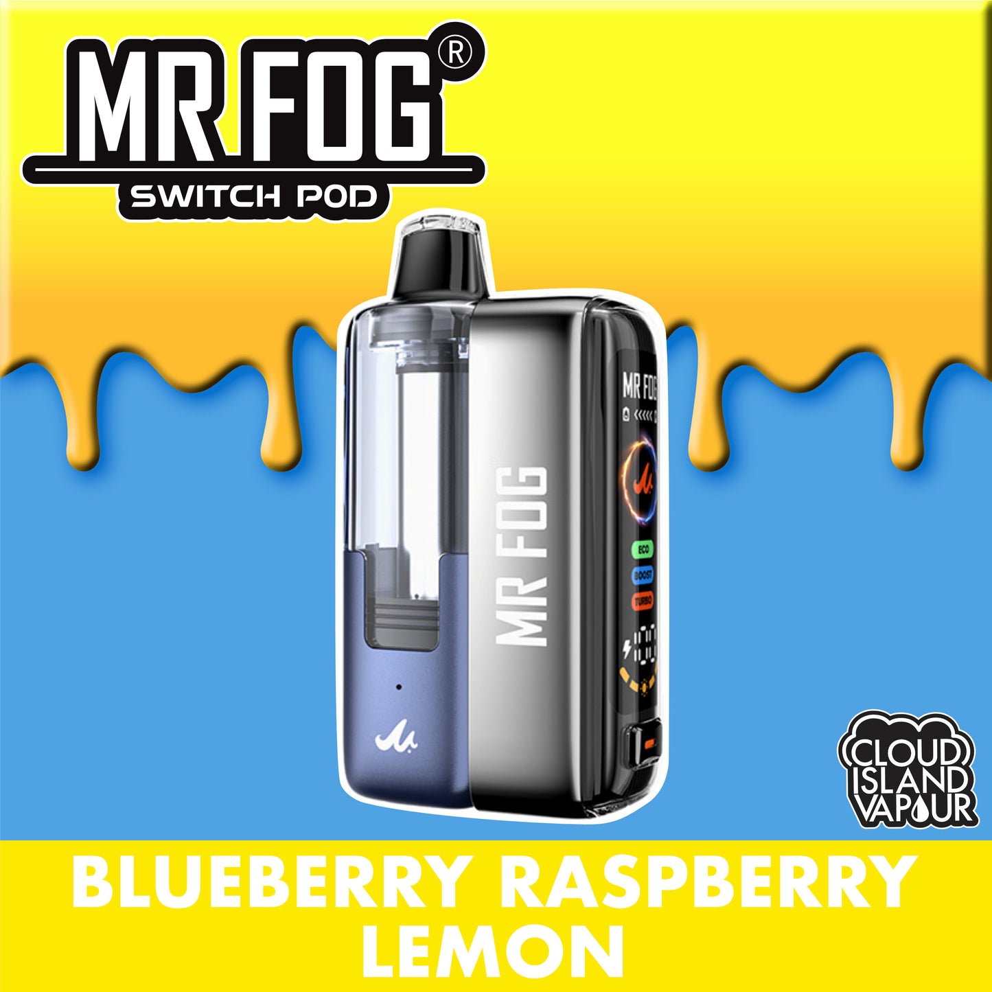 MR FOG SWITCH POD Starter Kit Blueberry Raspberry Lemon