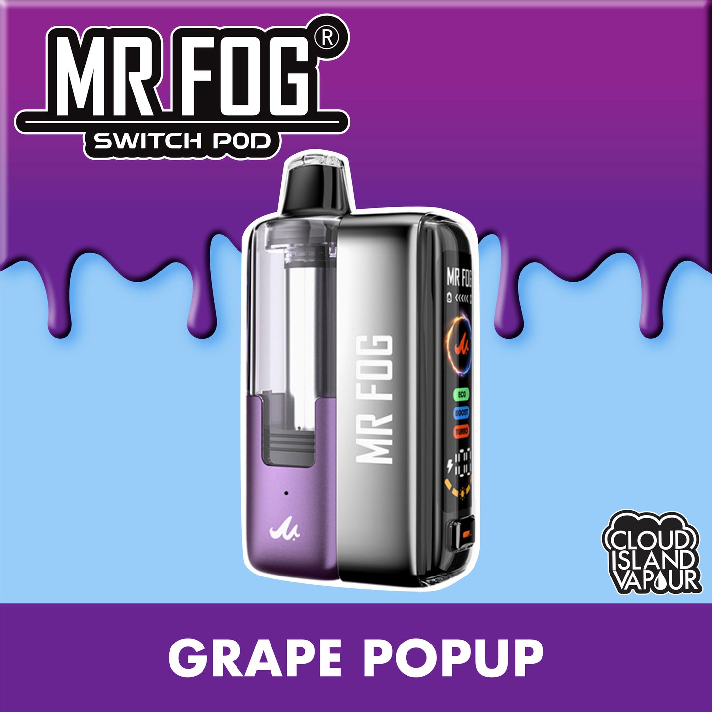 MR FOG SWITCH POD Starter Kit Grape Popup
