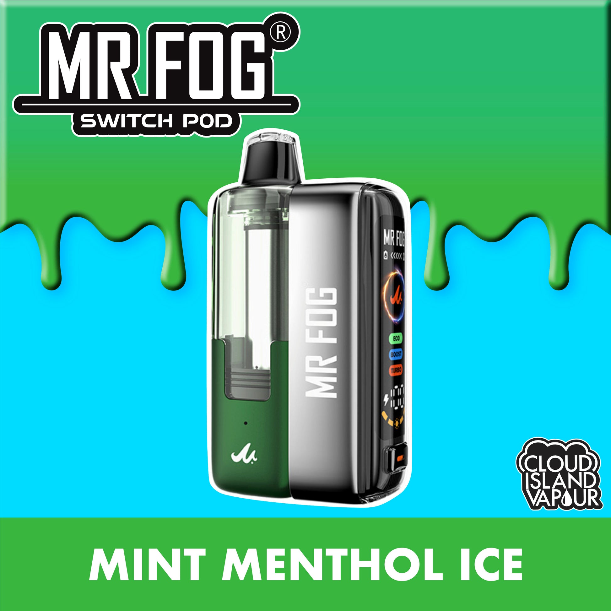 MR FOG SWITCH POD Starter Kit - Mint Menthol Ice Cloud Island Vapour MR FOG SWITCH POD Starter Kit - Mint Menthol Ice Cloud Island Vapour