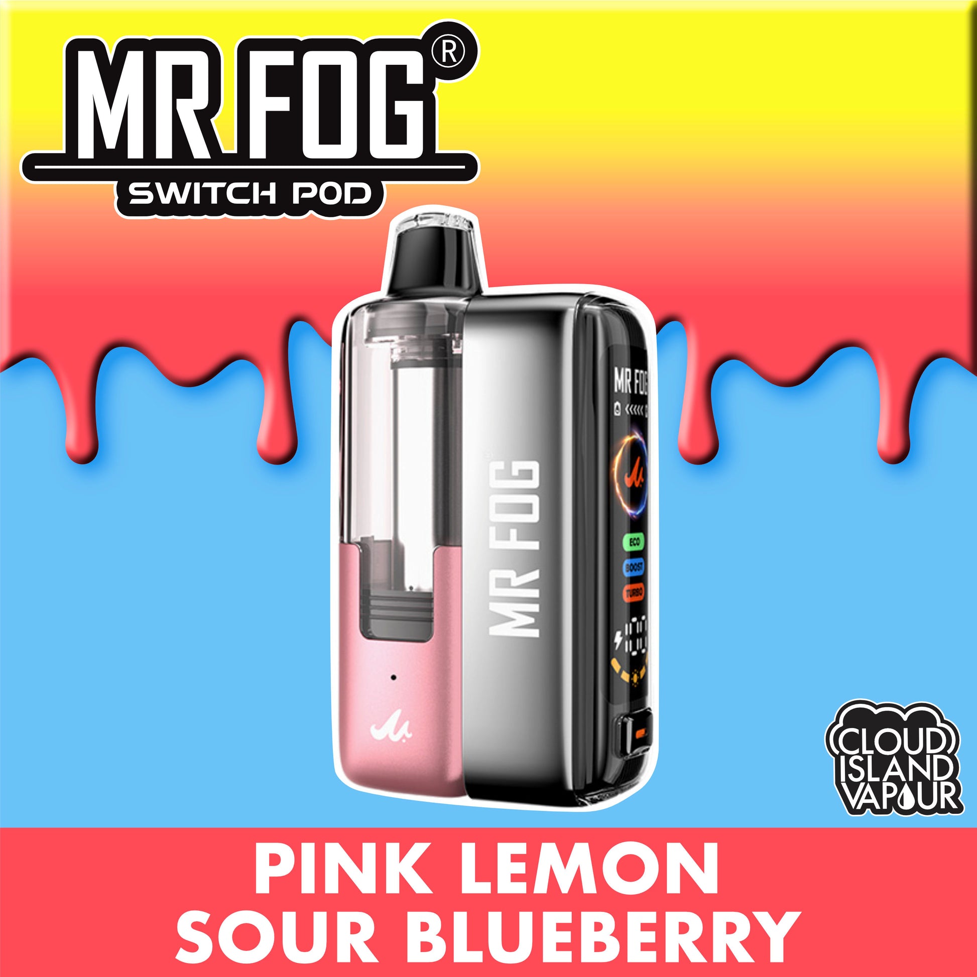 MR FOG SWITCH POD Starter Kit - Pink Lemon Sour Blueberry Cloud Island Vapour MR FOG SWITCH POD Starter Kit - Pink Lemon Sour Blueberry Cloud Island Vapour
