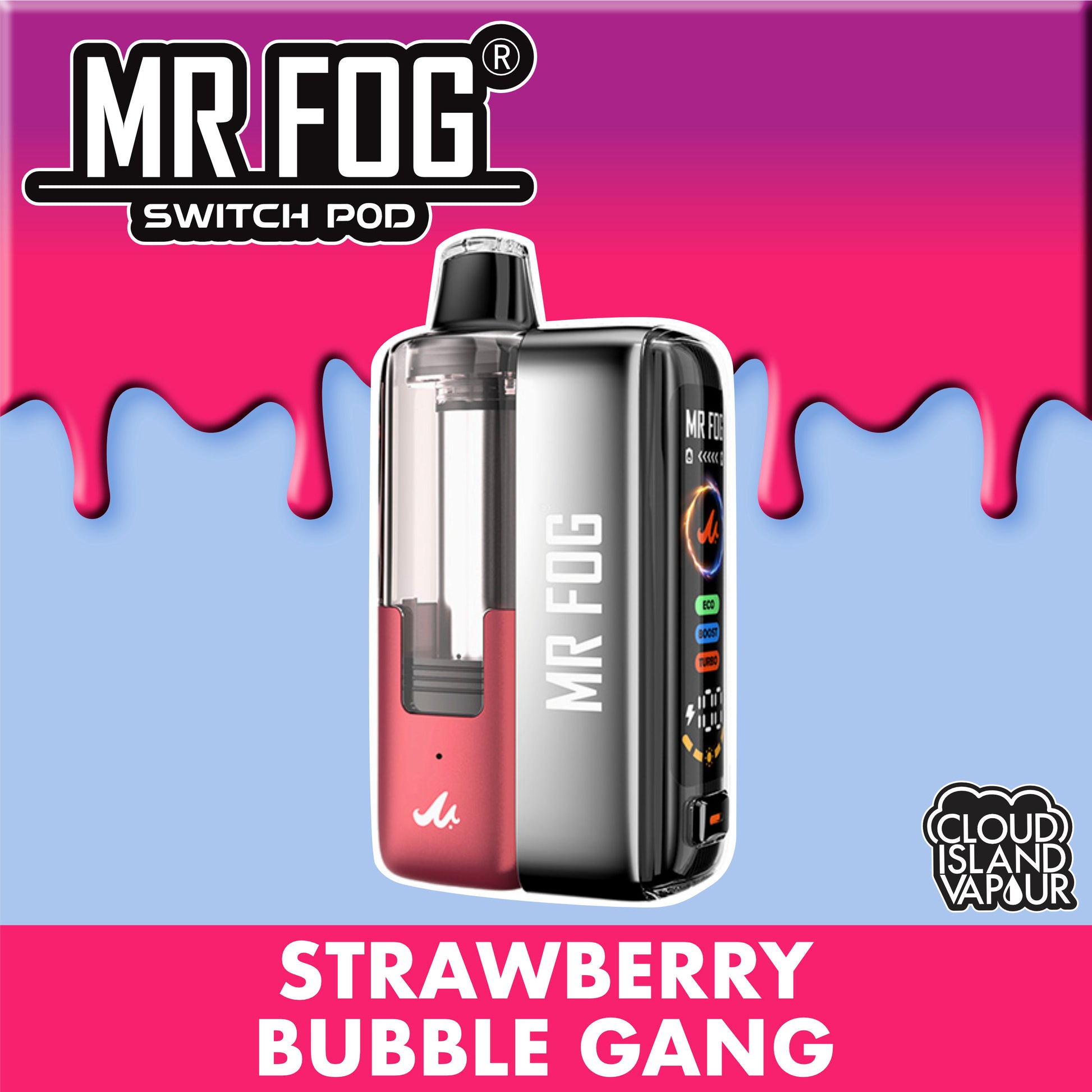 MR FOG SWITCH POD Starter Kit Strawberry Bubble Gang