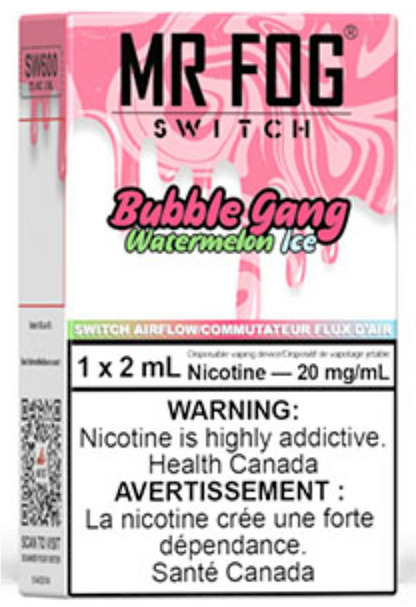 MR FOG SWITCH SW600 Disposable Vape - Watermelon Bubble Gang Ice Cloud Island Vapour MR FOG SWITCH SW600 Disposable Vape - Watermelon Bubble Gang Ice Cloud Island Vapour