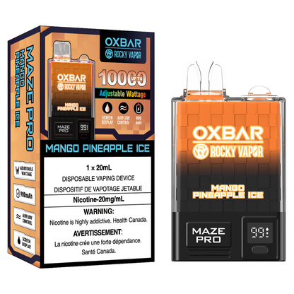 Mango Pineapple Ice Rocky Vapor OXBAR Maze Pro 10K Puffs Disposable Vape