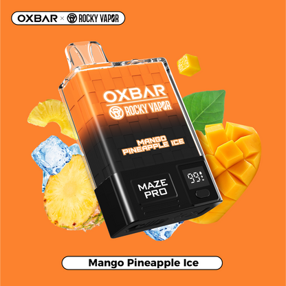 Mango Pineapple Ice Rocky Vapor Oxbar Maze Pro Disposable Vape Flavour Render