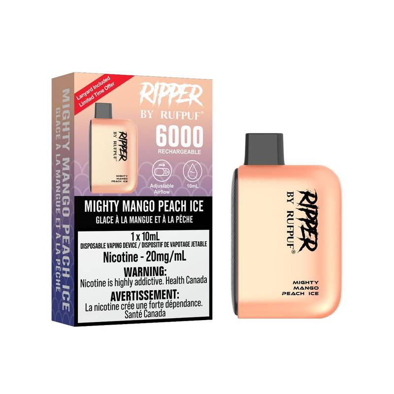 Rufpuf Ripper 6000 Disposable Vape flavour Mighty Mango Peach Ice