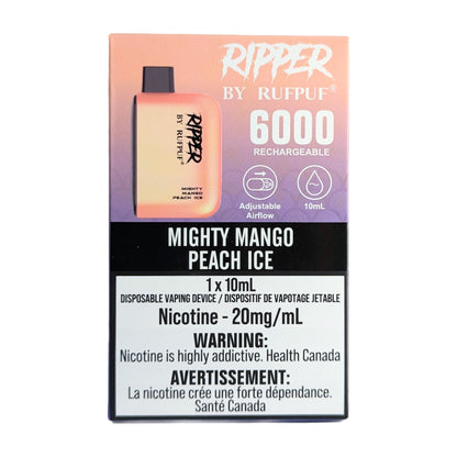 Rufpuf Ripper 6000 Disposable Vape flavour Mighty Mango Peach Ice